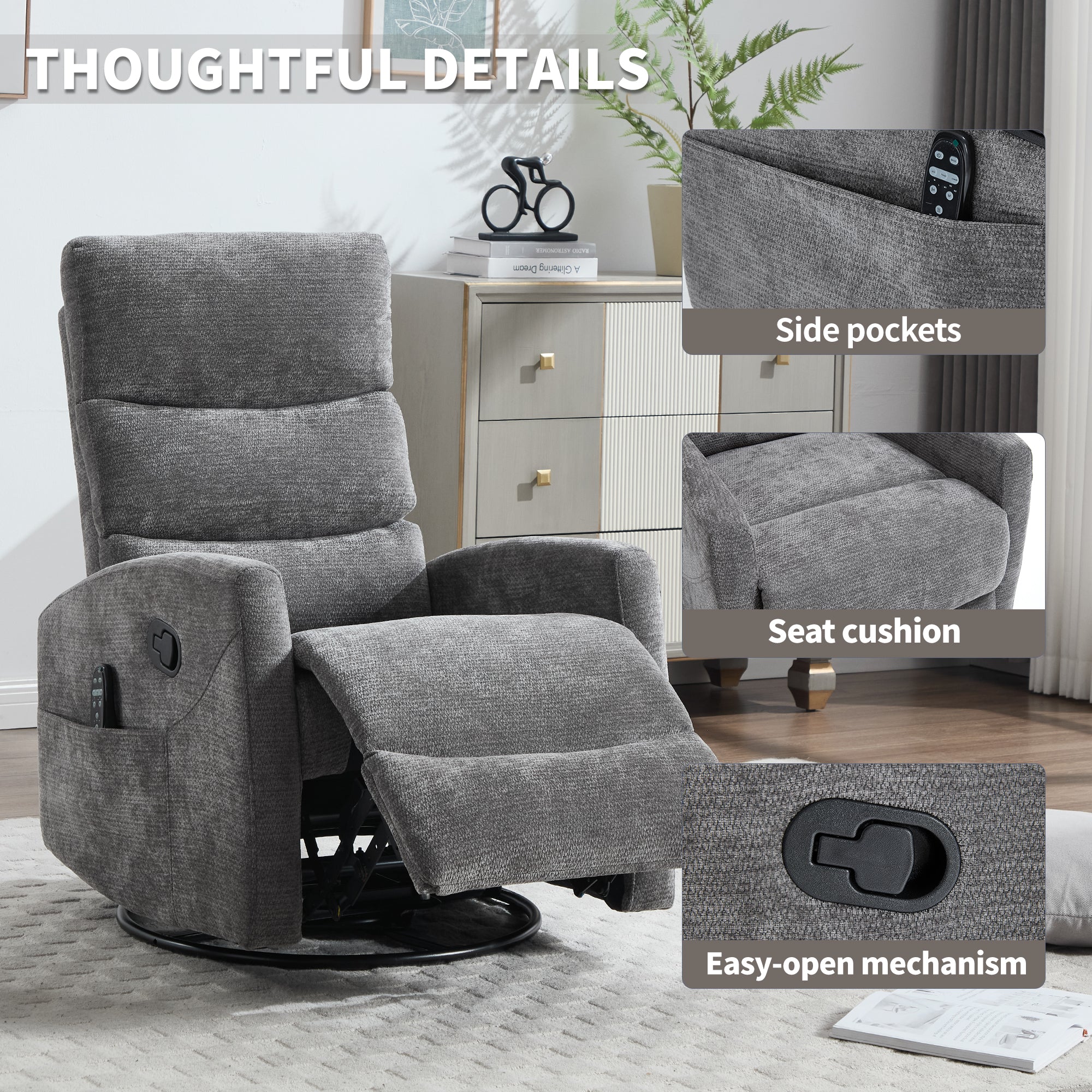 Holaki 360° Swivel Rocking Recliner Chair