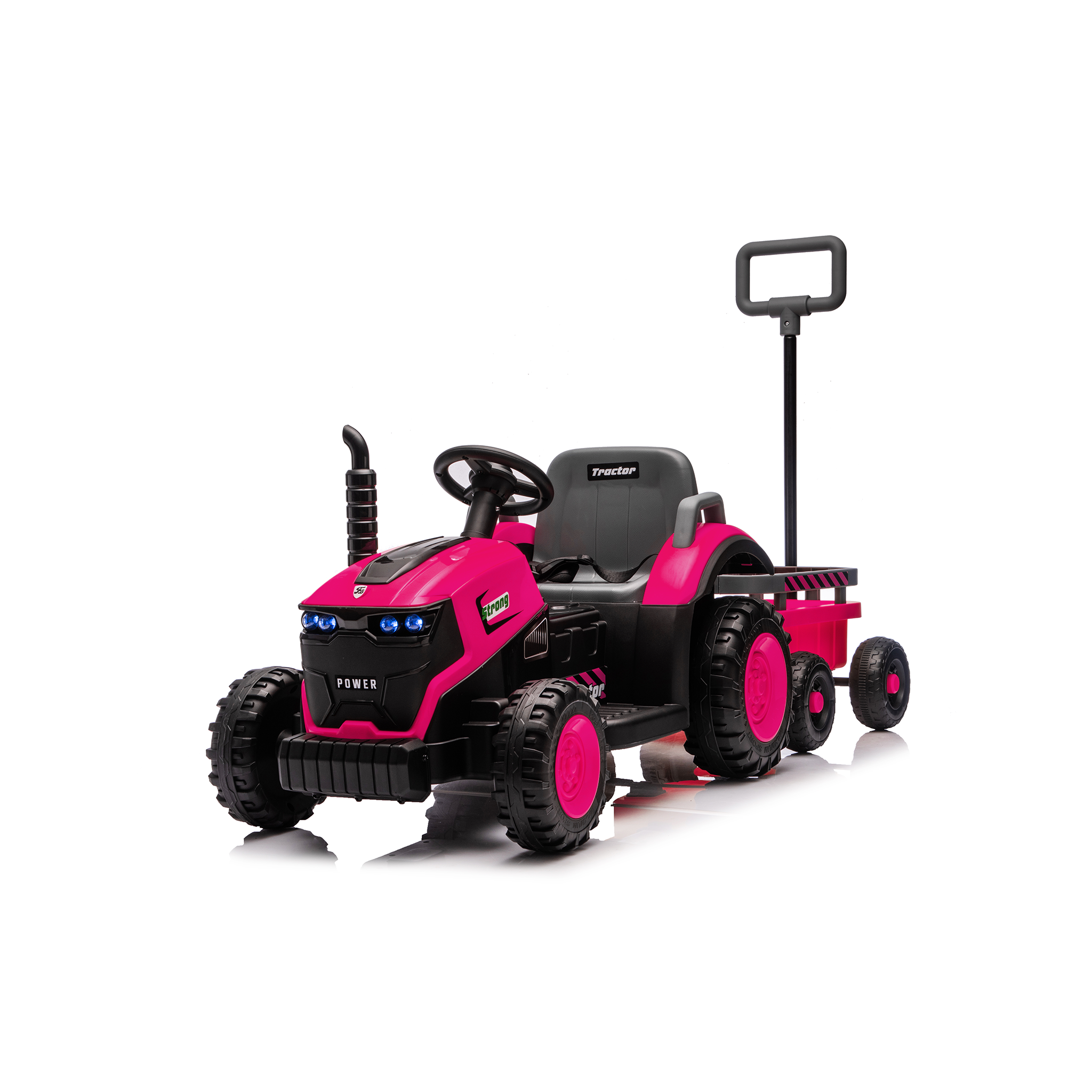 Kids 12V Electric Ride-On Tractor with Trailer, 2-in-1 Bulldozer Farm Tractor Toy Car with LED Lights, Music & Bluetooth, Parental Remote Control, PP Material for Ages 3–6