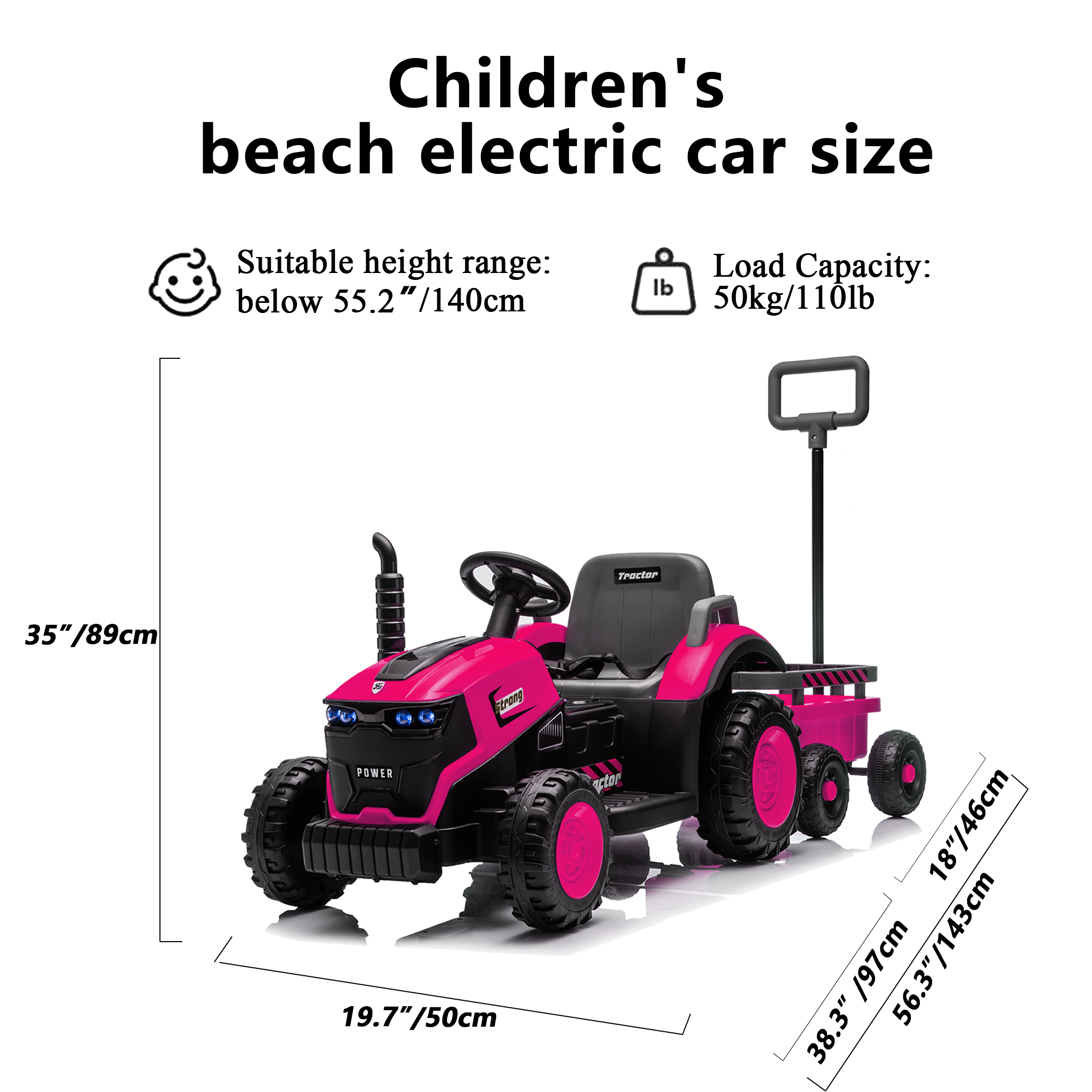 Kids 12V Electric Ride-On Tractor with Trailer, 2-in-1 Bulldozer Farm Tractor Toy Car with LED Lights, Music & Bluetooth, Parental Remote Control, PP Material for Ages 3–6
