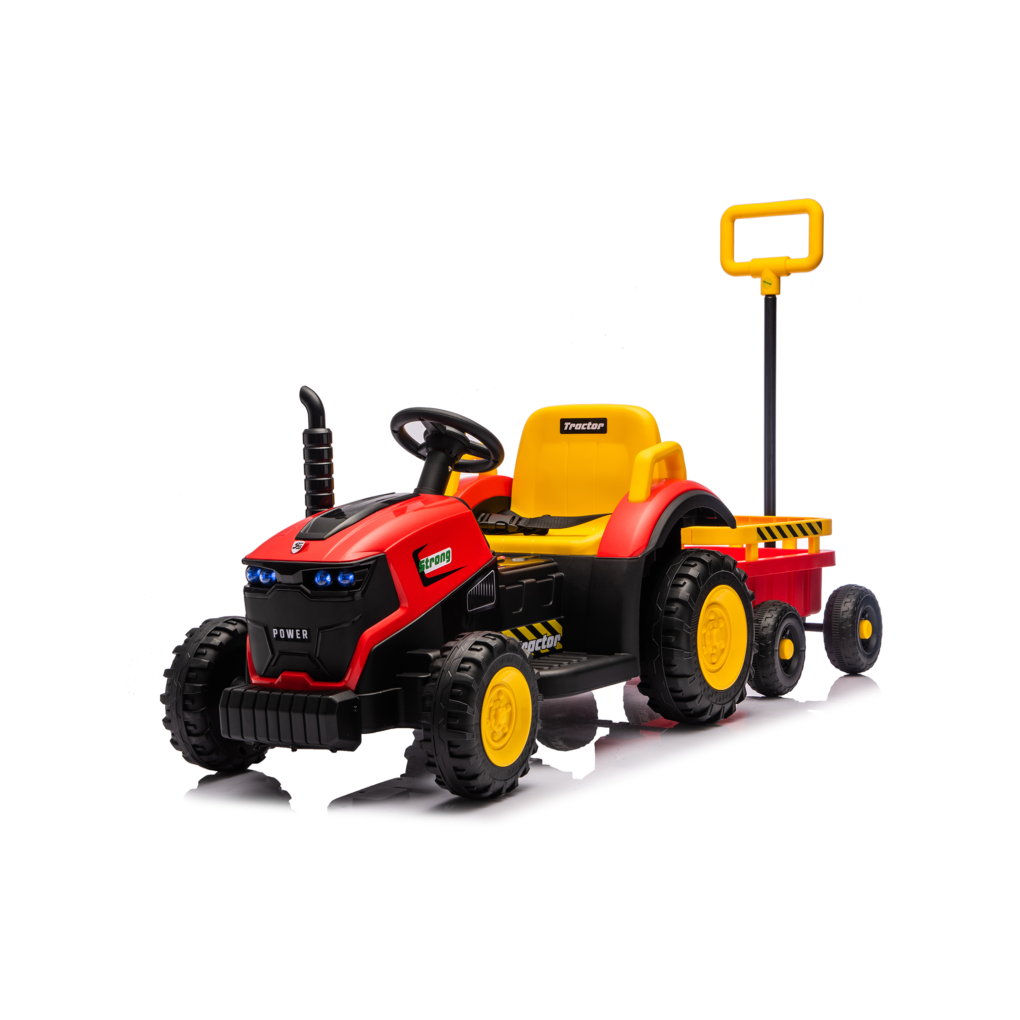 Kids 12V Electric Ride-On Tractor with Trailer, 2-in-1 Bulldozer Farm Tractor Toy Car with LED Lights, Music & Bluetooth, Parental Remote Control, PP Material for Ages 3–6