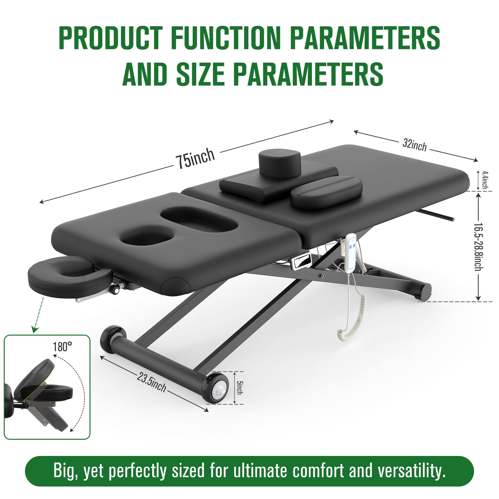 Electric Massage Table, Electric Lift Motor Height adjustable and Manual Backrest Adjustable Angle for Treatment/Medical Spa/Facial Bed/Beauty Bed/Massage Bed and More