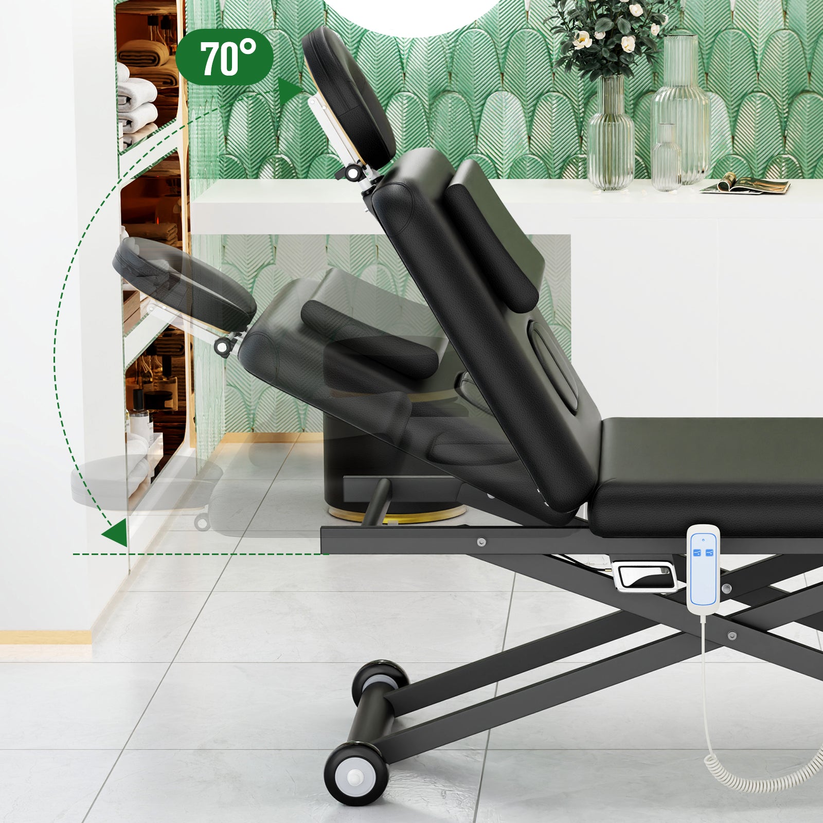 Electric Massage Table, Electric Lift Motor Height adjustable and Manual Backrest Adjustable Angle for Treatment/Medical Spa/Facial Bed/Beauty Bed/Massage Bed and More