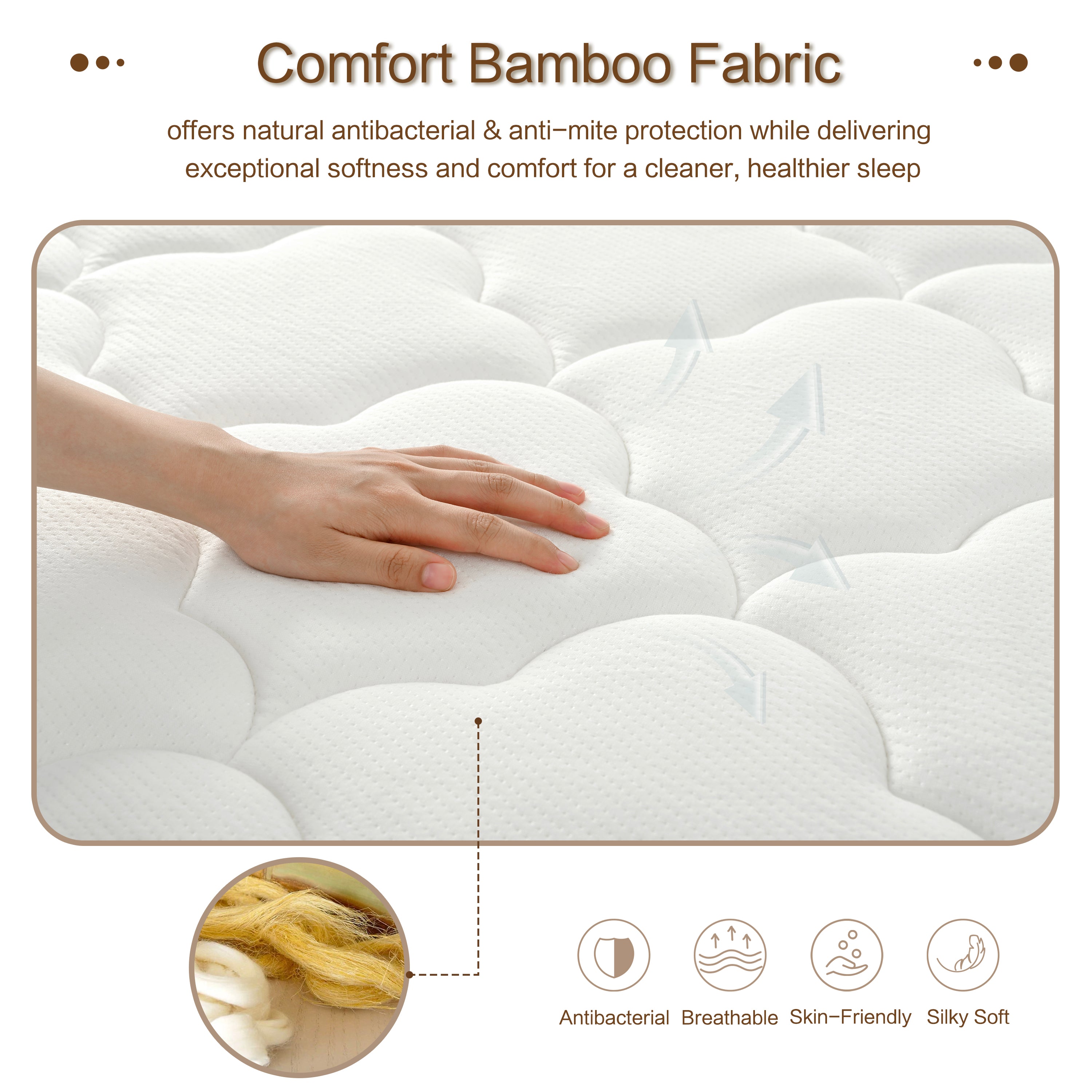 Full Size Mattress, Holaki 10" Full Bamboo Fiber Cover Memory Foam Mattress in a Box, Individual Pocket Spring Mattress with Pressure‑Relief Comfort for Bedroom, Medium Firm, CertiPUR-US