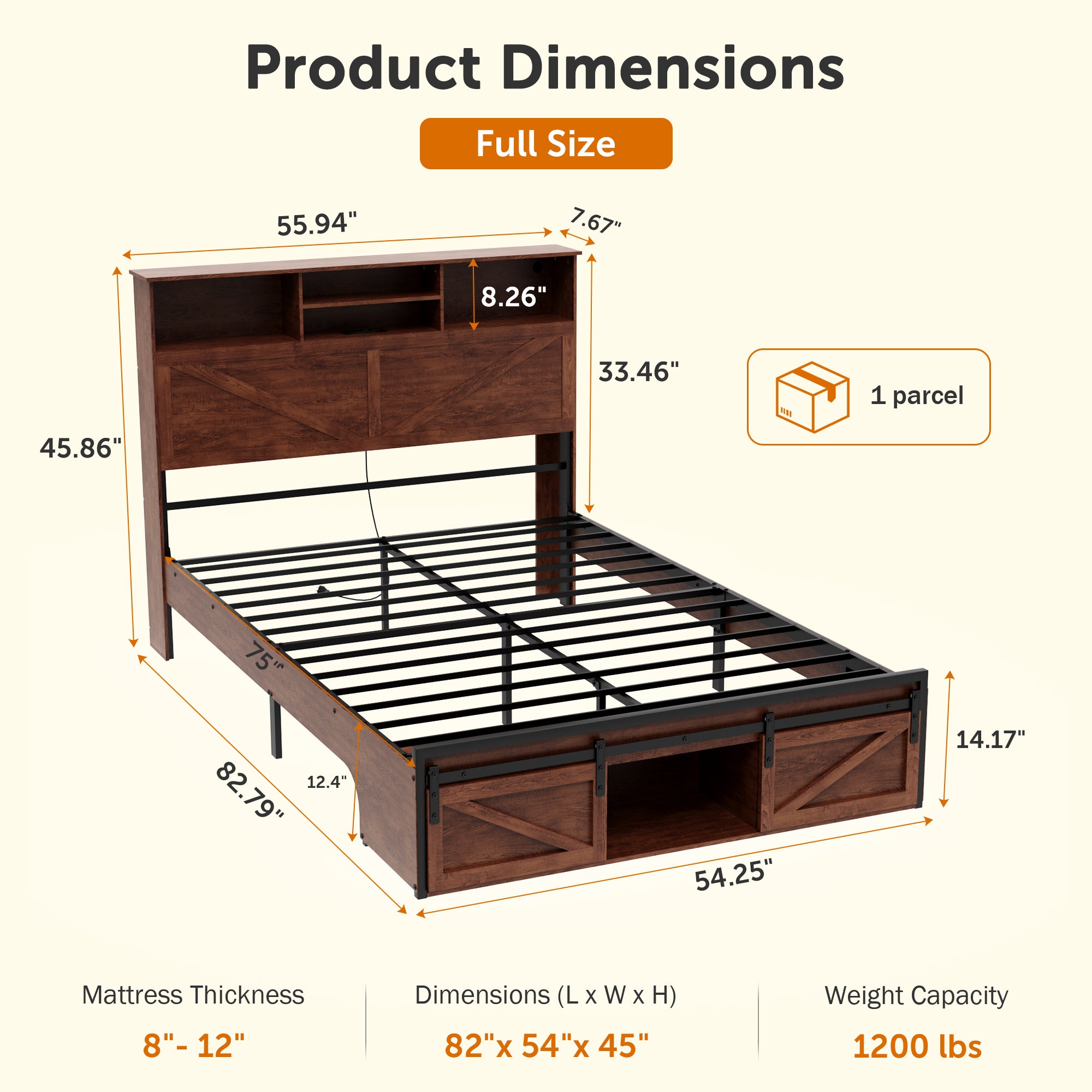 Queen Size Bed Frame, Holaki Farmhouse Queen Bed Frame with Storage Headboard, Charging Station & LED Lights, 2 Storage Drawers, No Box Spring Needed, Noise Free, Easy Assembly, White