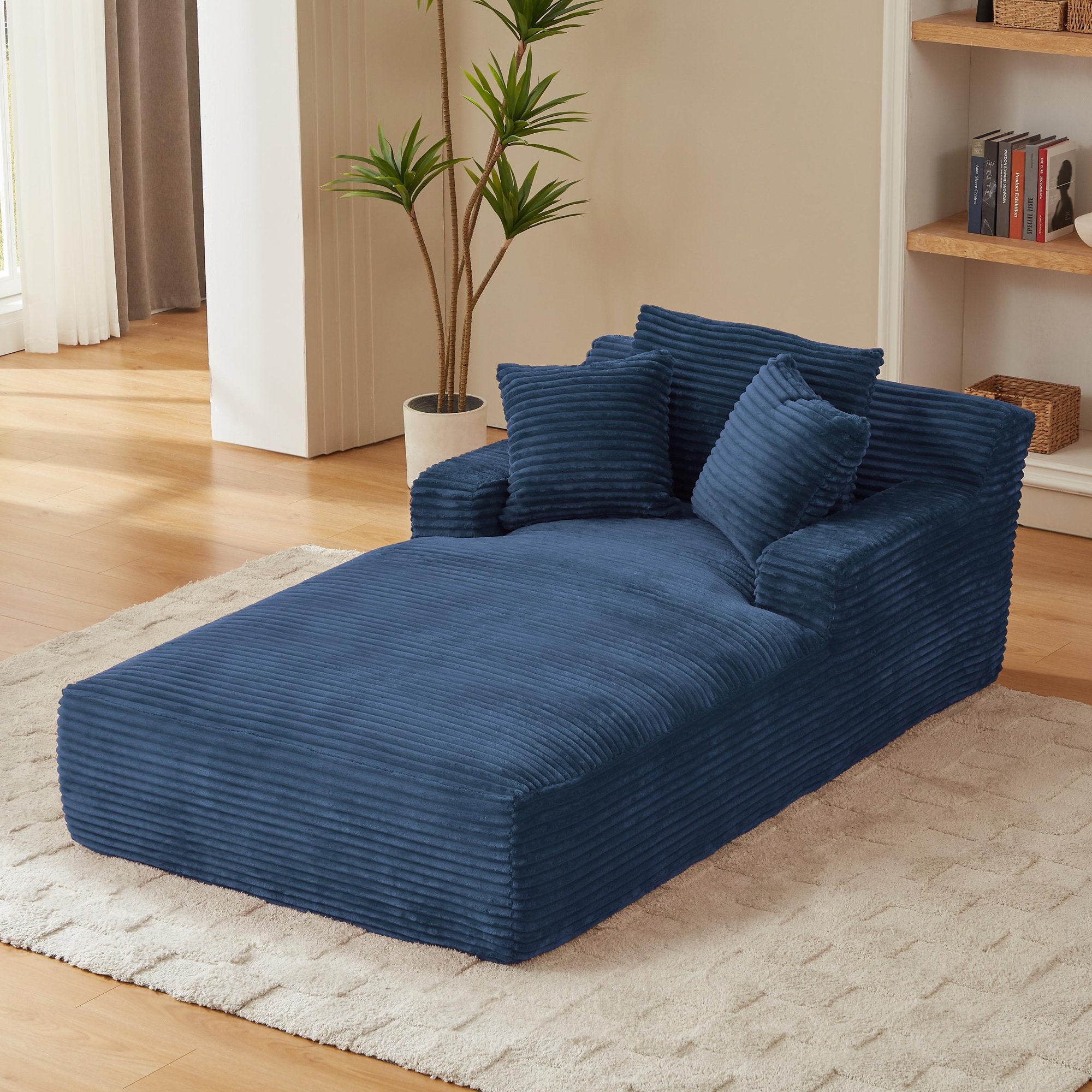 79" D x 50" W Oversized Chaise Lounge, Corduroy Upholstered Modern Sofa Couch Indoor, Comfy Cloud Sleeper Sofa for Living Room, Office, No Assembly Required