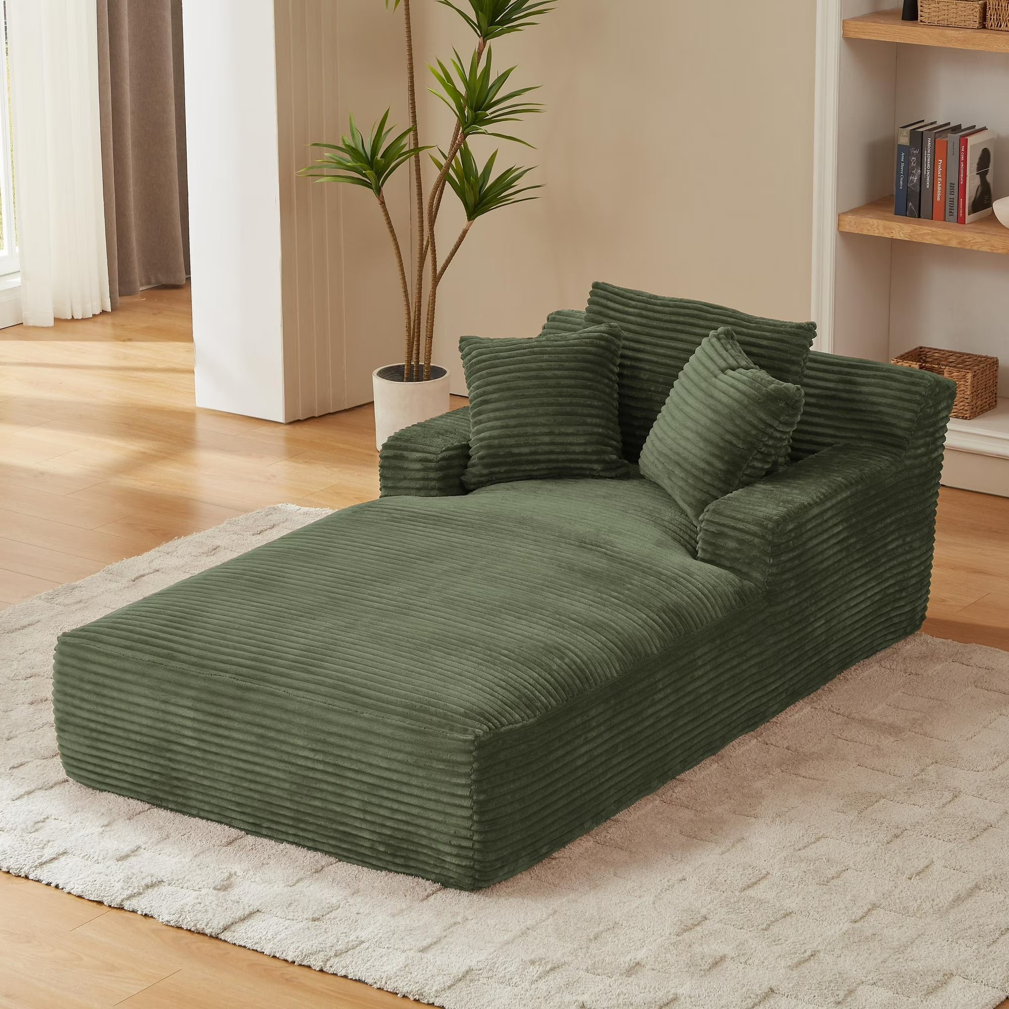 79" D x 50" W Oversized Chaise Lounge, Corduroy Upholstered Modern Sofa Couch Indoor, Comfy Cloud Sleeper Sofa for Living Room, Office, No Assembly Required