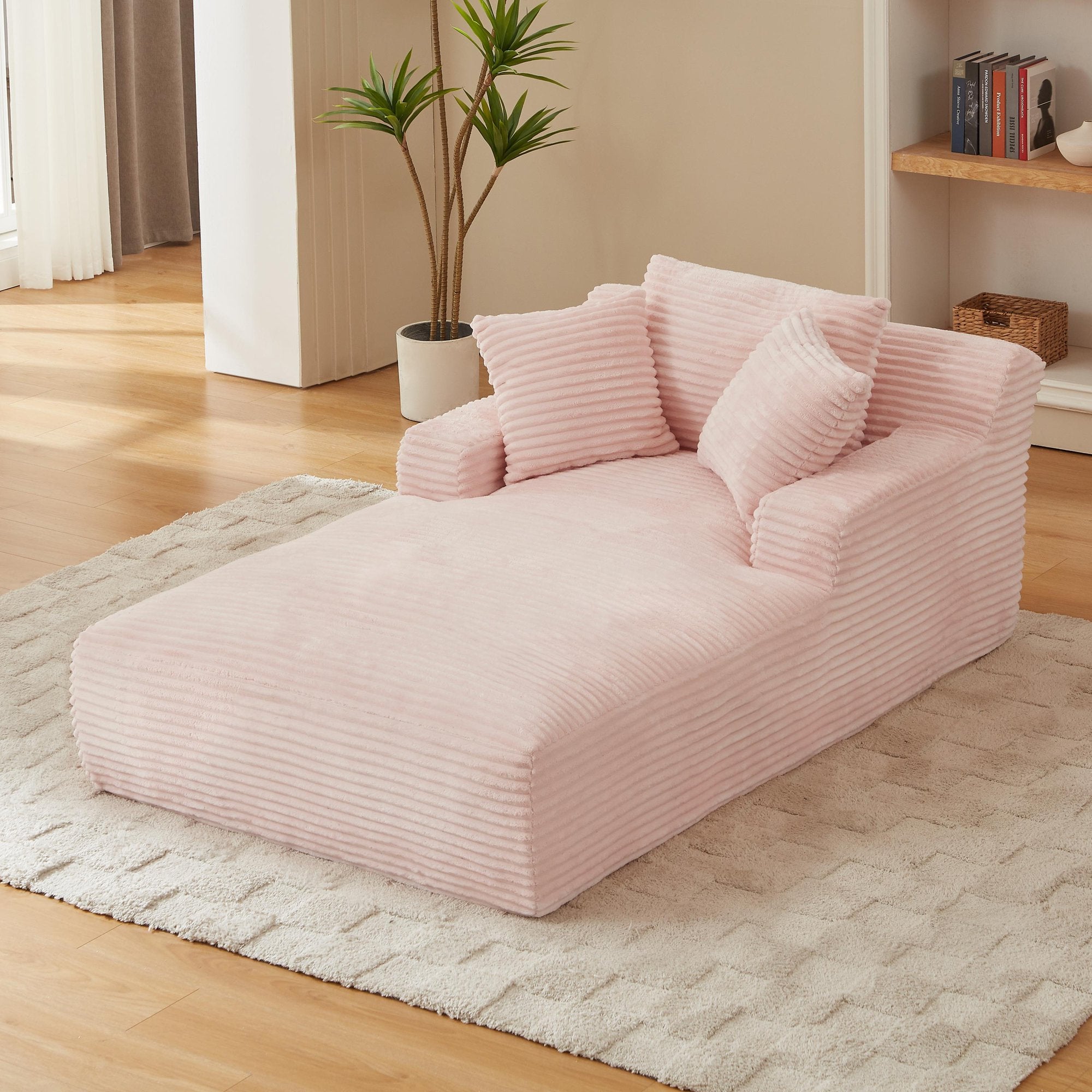 79" D x 50" W Oversized Chaise Lounge, Corduroy Upholstered Modern Sofa Couch Indoor, Comfy Cloud Sleeper Sofa for Living Room, Office, No Assembly Required