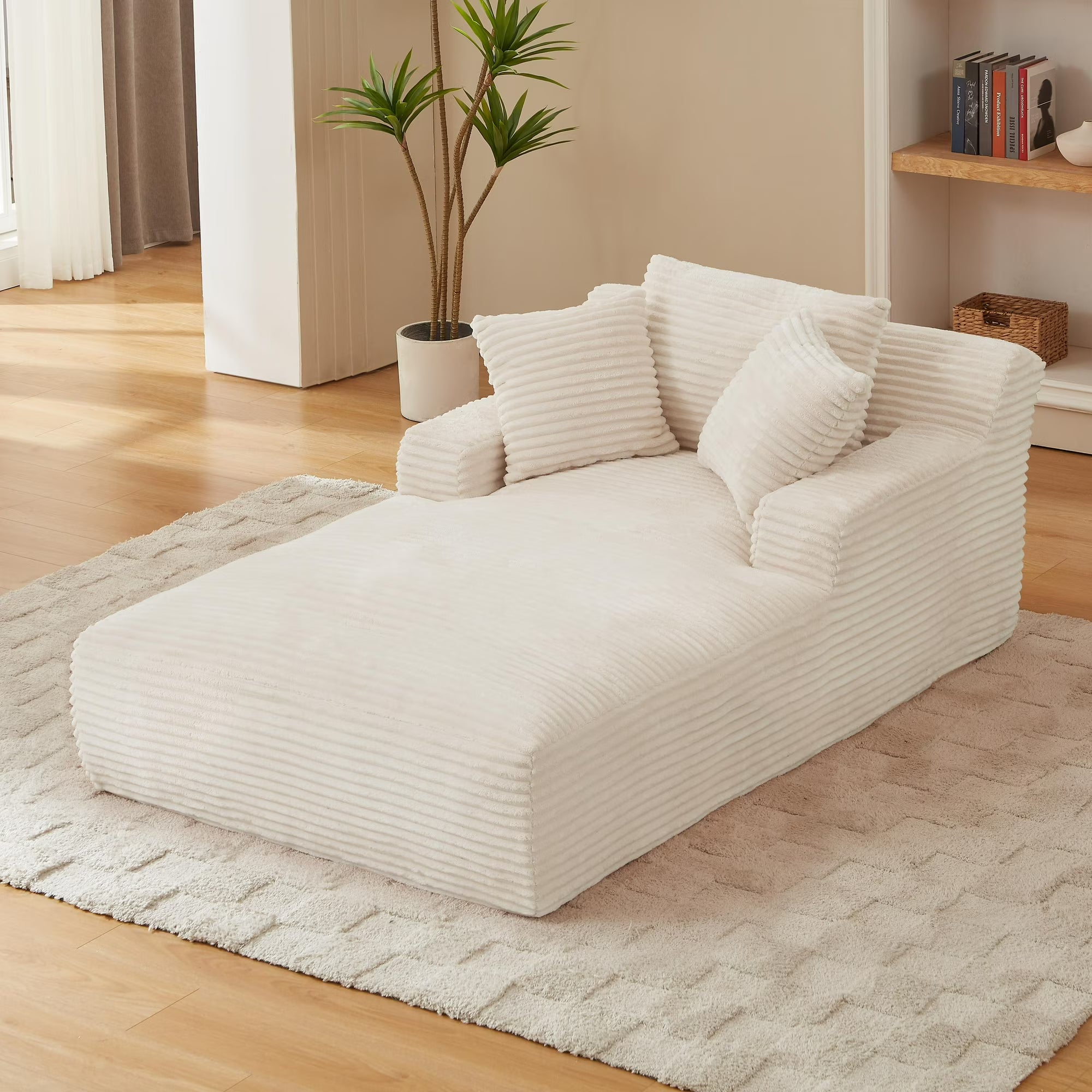 79" D x 50" W Oversized Chaise Lounge, Corduroy Upholstered Modern Sofa Couch Indoor, Comfy Cloud Sleeper Sofa for Living Room, Office, No Assembly Required