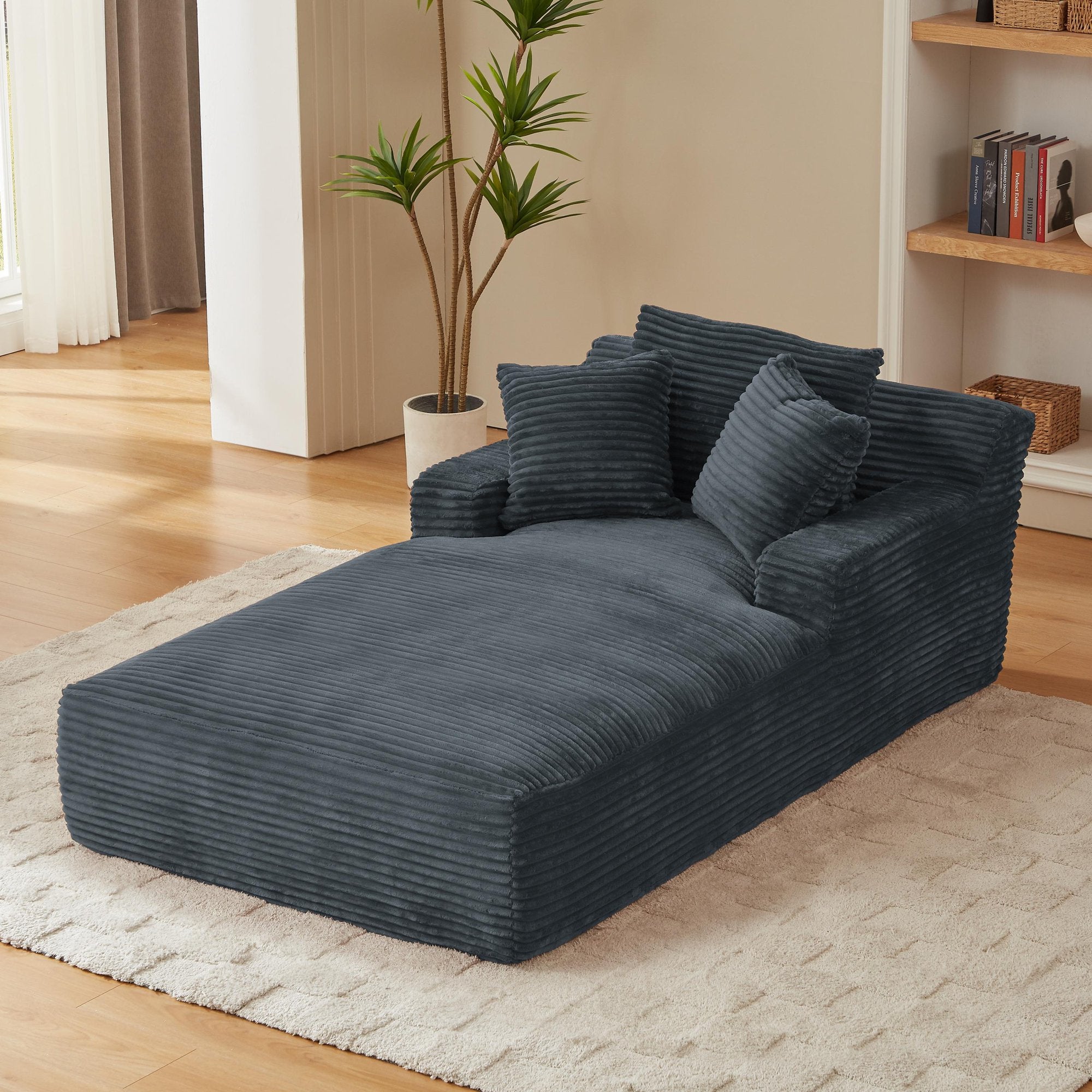 79" D x 50" W Oversized Chaise Lounge, Corduroy Upholstered Modern Sofa Couch Indoor, Comfy Cloud Sleeper Sofa for Living Room, Office, No Assembly Required