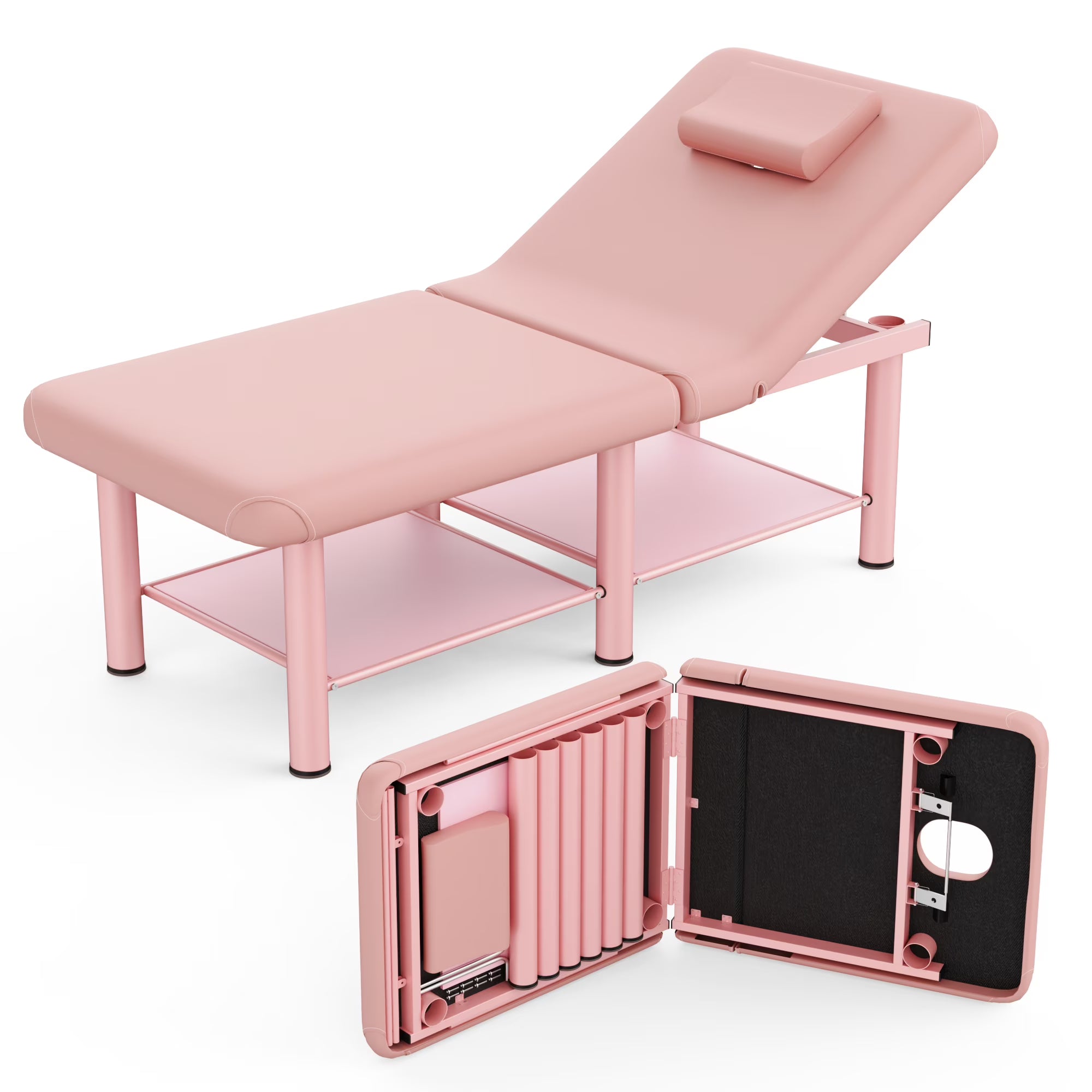 Stationary Massage Table, Holaki 80 Inch Long Heavy Duty Metal Frame Massage Bed with PU Leather, Modern Esthetician Bed for Physical Therapy Spa Tattoo Foot Massage
