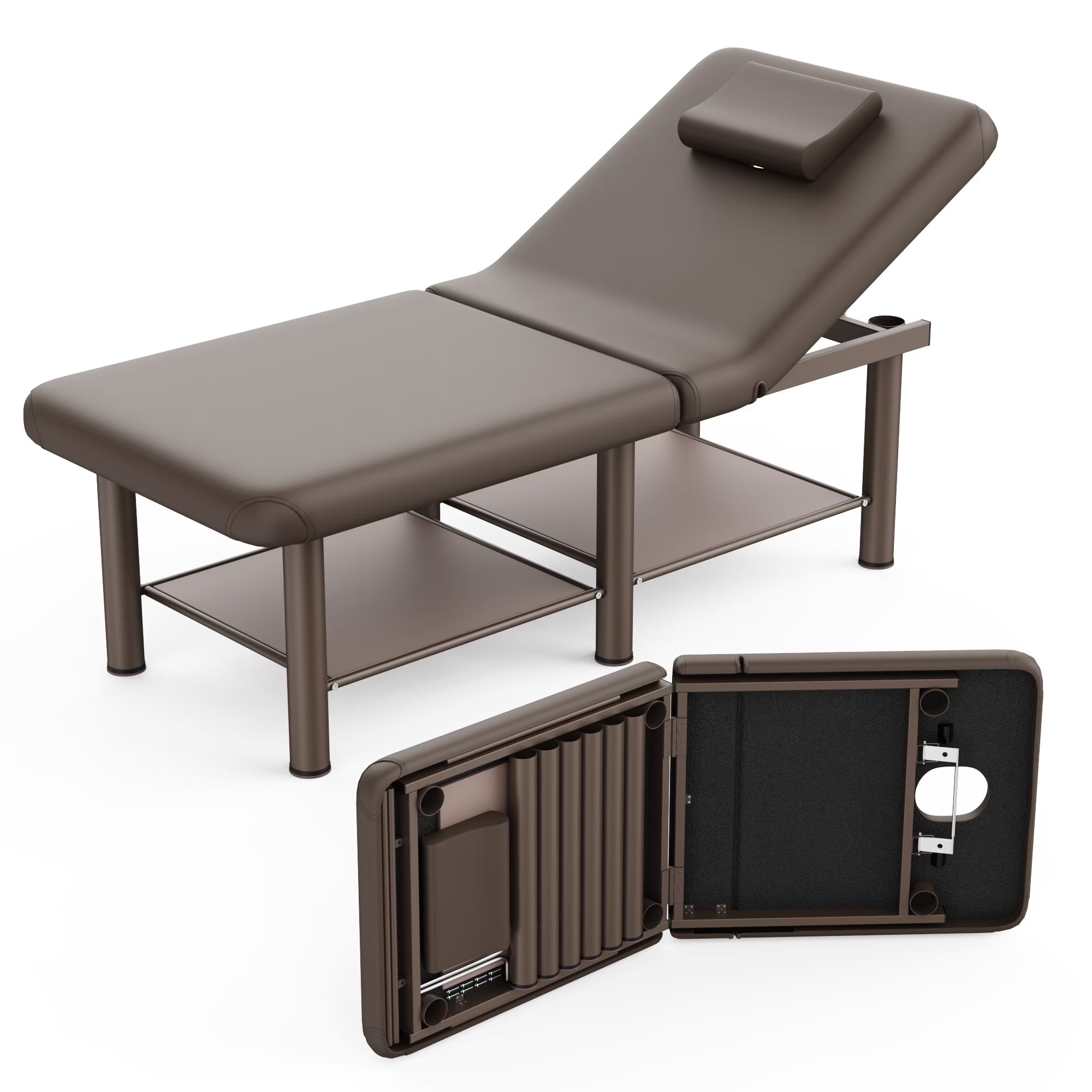 Stationary Massage Table, Holaki 80 Inch Long Heavy Duty Metal Frame Massage Bed with PU Leather, Modern Esthetician Bed for Physical Therapy Spa Tattoo Foot Massage