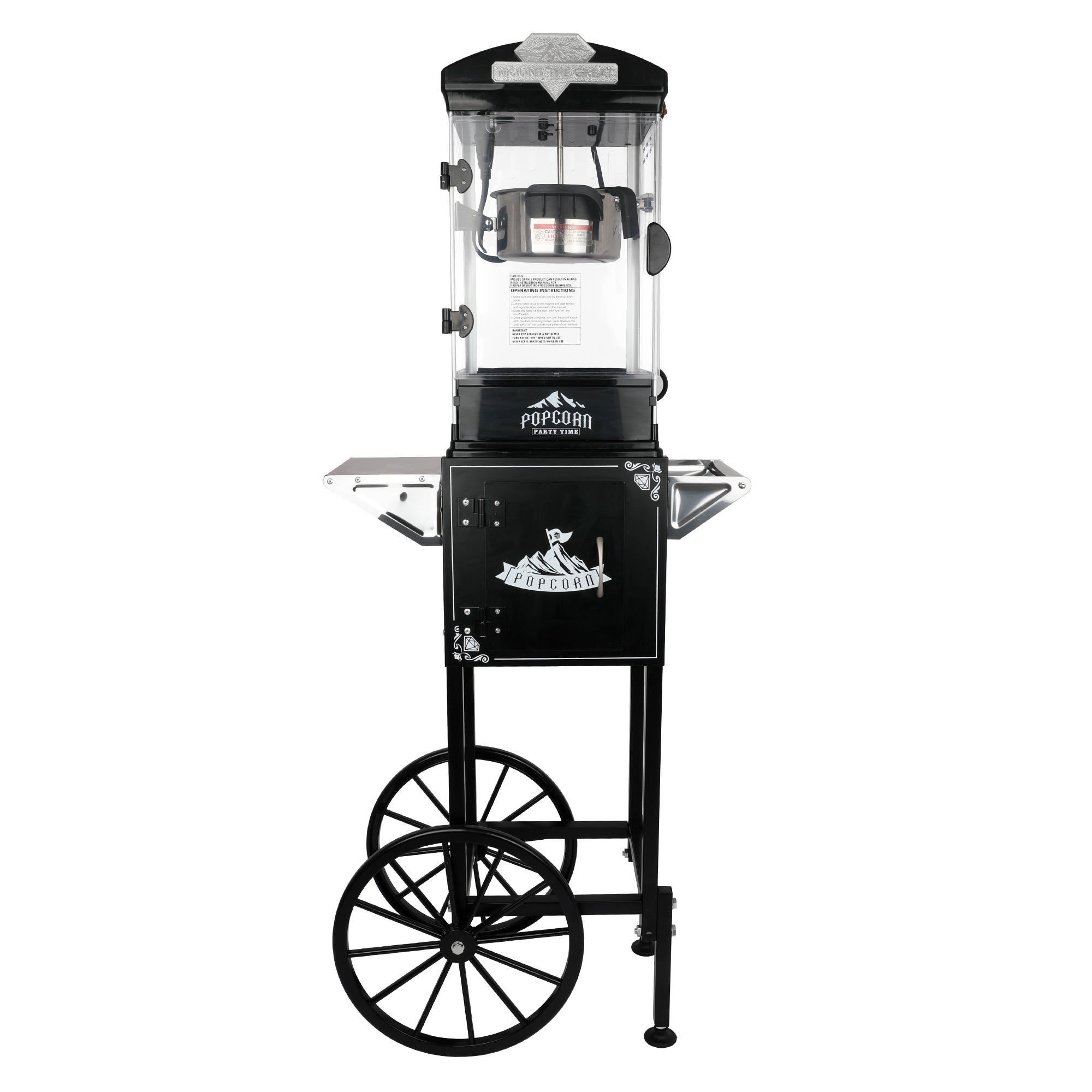 10 Oz Popcorn Machine Cart with Wheel, Holaki Popcorn Maker Machine with Stainless-Steel Kettle Makes Up to 40 Cups, Popcorn Machine for Commercial Home Movie Theater