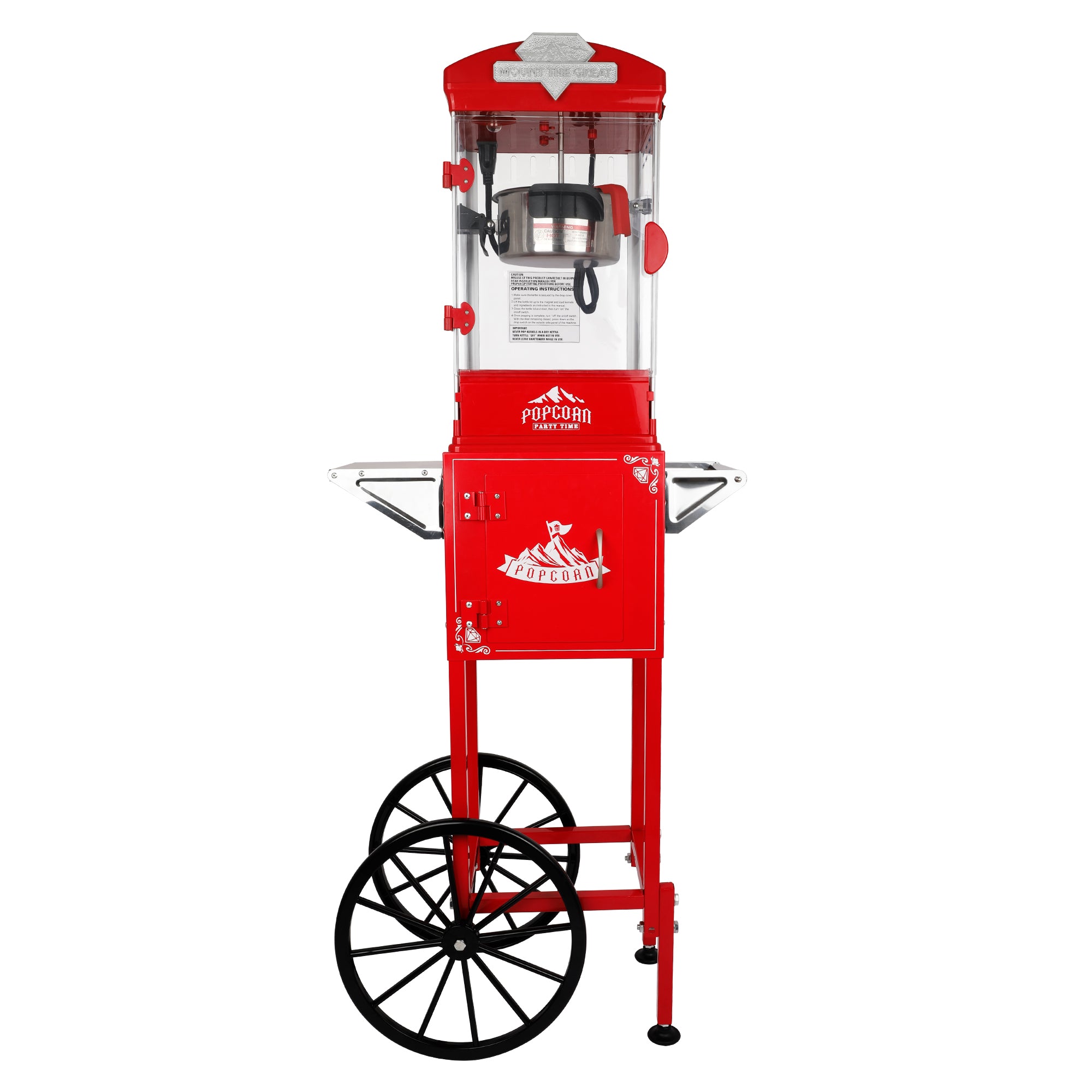 10 Oz Popcorn Machine Cart with Wheel, Holaki Popcorn Maker Machine with Stainless-Steel Kettle Makes Up to 40 Cups, Popcorn Machine for Commercial Home Movie Theater
