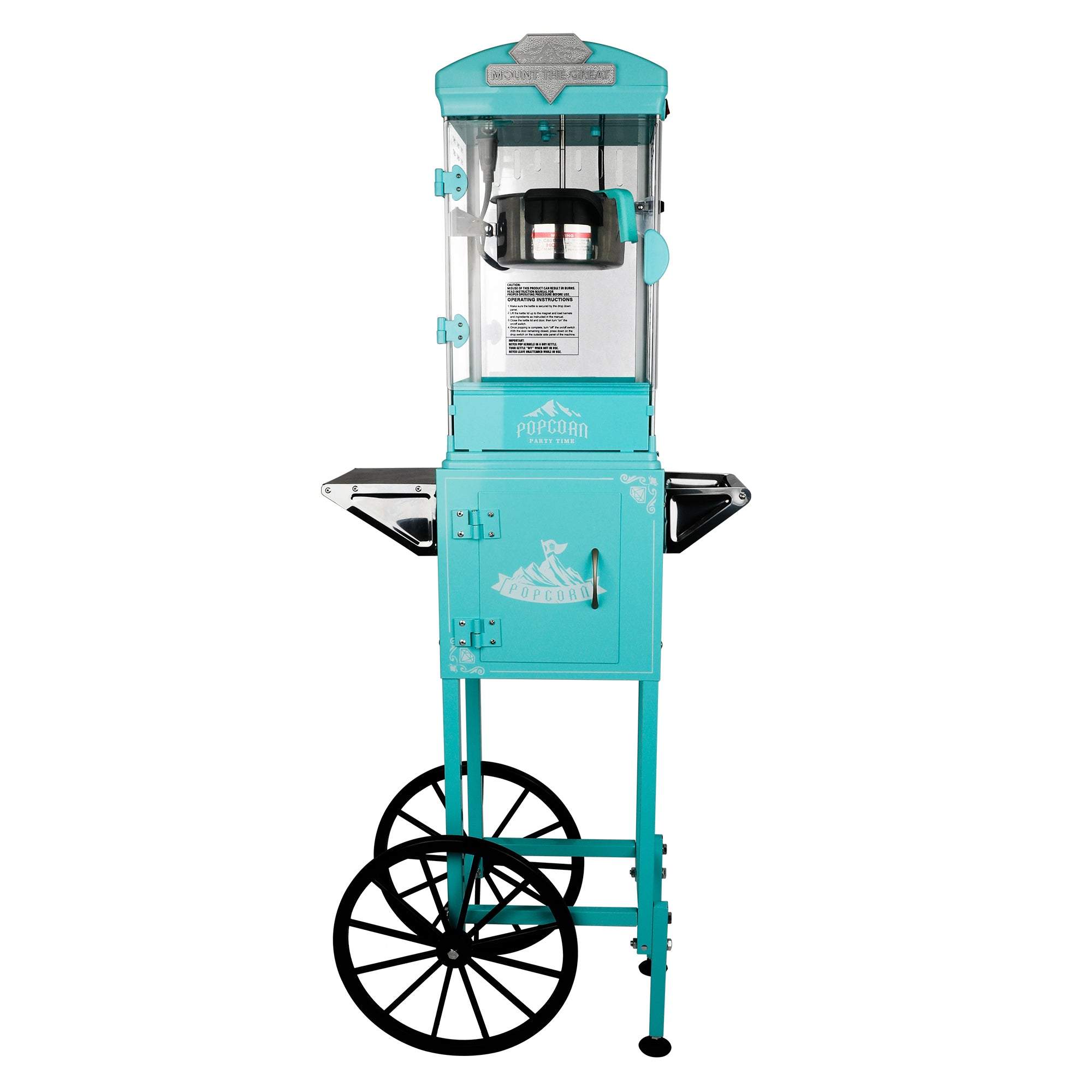 10 Oz Popcorn Machine Cart with Wheel, Holaki Popcorn Maker Machine with Stainless-Steel Kettle Makes Up to 40 Cups, Popcorn Machine for Commercial Home Movie Theater