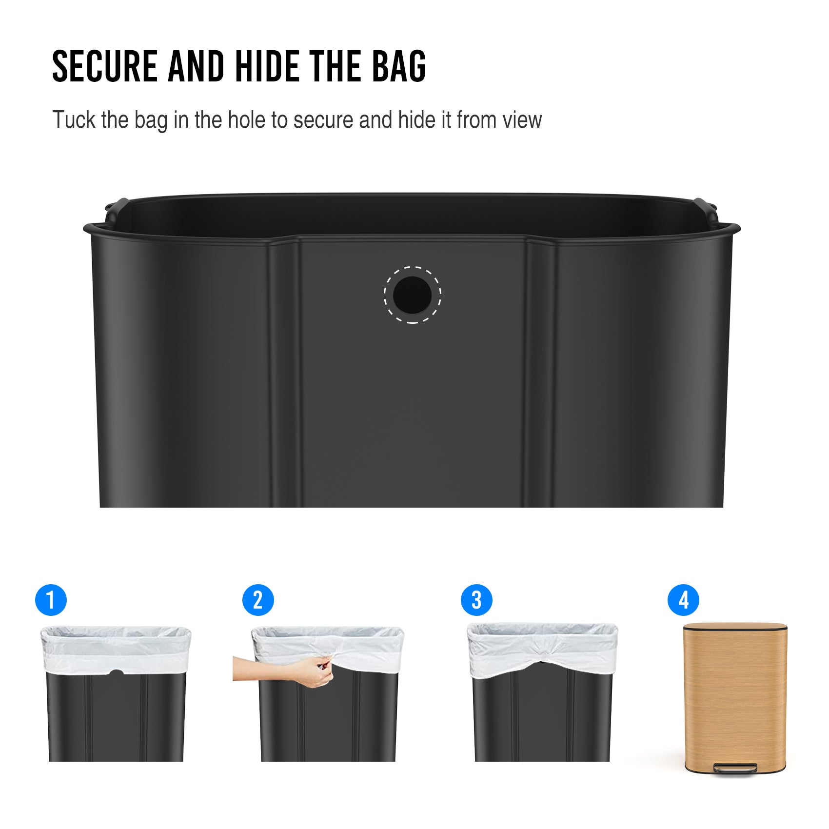 50 Liter/13.2 Gallon Step Trash Can with Inner Liner, Oval Garbage Can with Soft Close Quiet Lid, with 30 Garbage Bags for Kitchen/Home/Office and More - Stainless Steel Thickened Body （Wood）