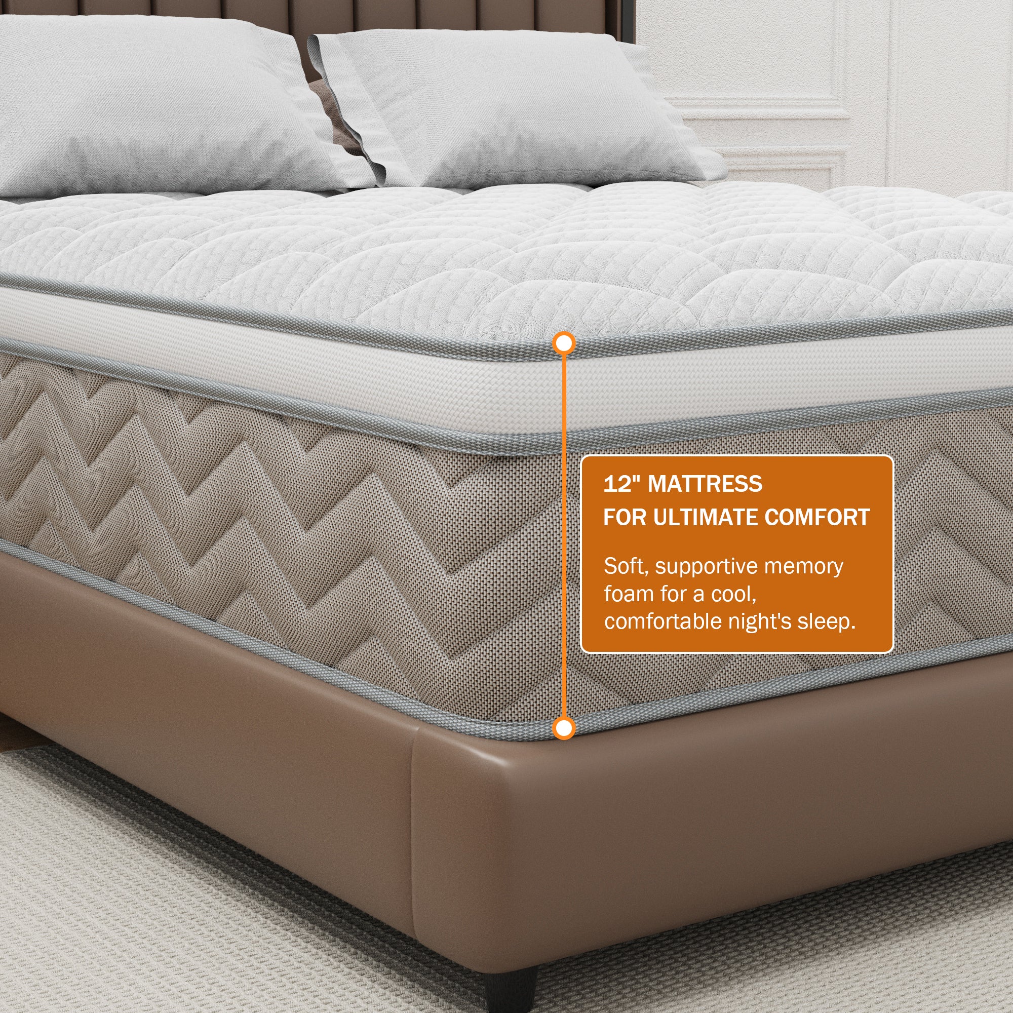 Queen Mattress, Holaki 12 Inch Queen Gel Memory Foam Hybrid Mattress in a Box, Upgrade Individually Pocket Springs, Medium Firm, Pressure Relief, Breathable Comfort and Durable, CertiPUR-US, Brown