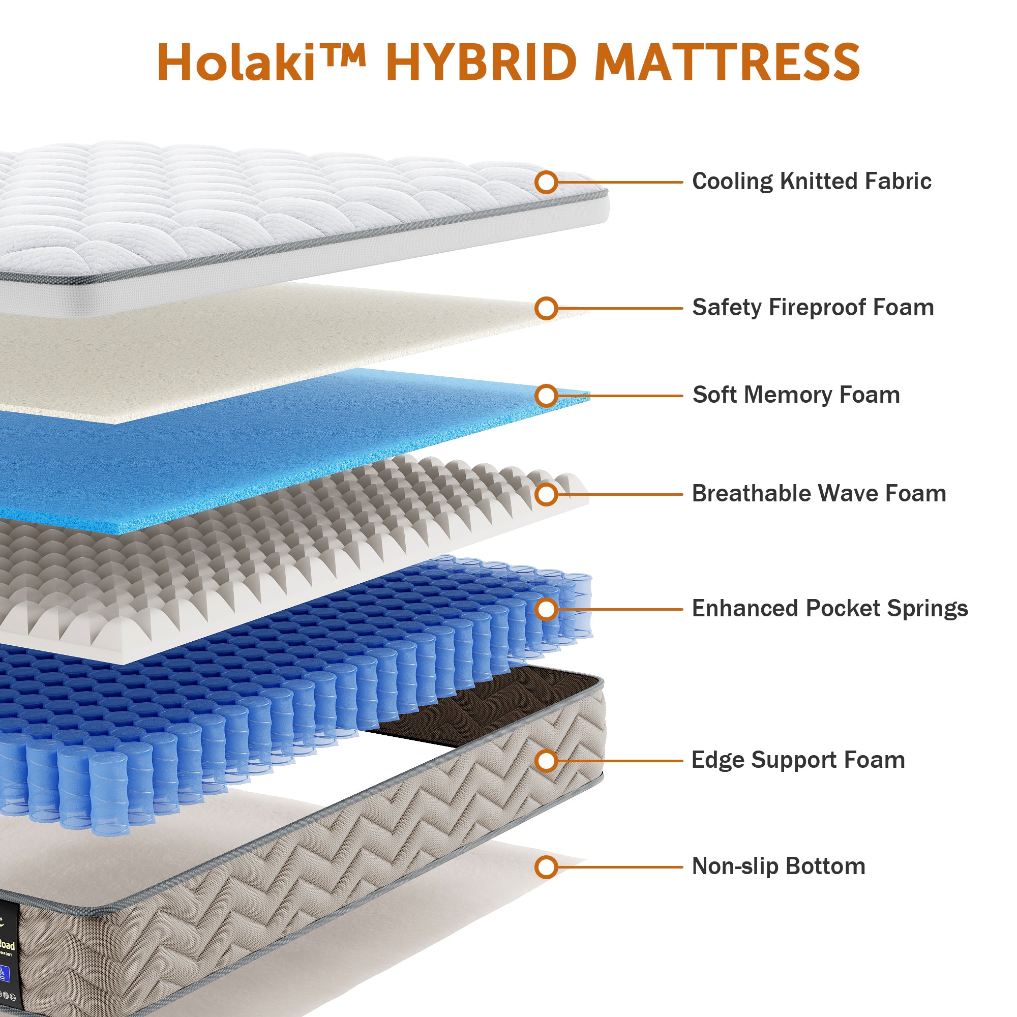 Queen Mattress, Holaki 12 Inch Queen Gel Memory Foam Hybrid Mattress in a Box, Upgrade Individually Pocket Springs, Medium Firm, Pressure Relief, Breathable Comfort and Durable, CertiPUR-US, Brown