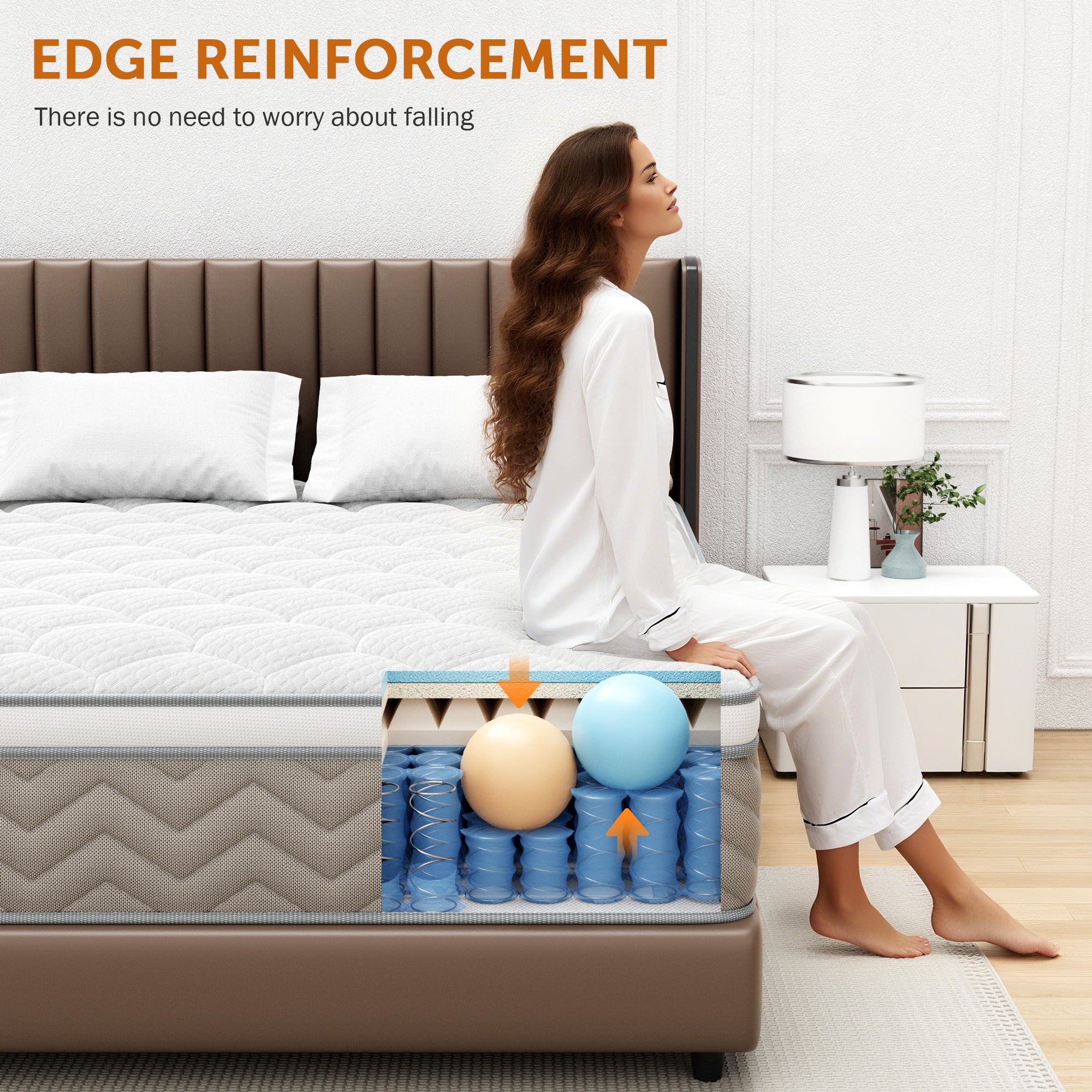 Queen Mattress, Holaki 12 Inch Queen Gel Memory Foam Hybrid Mattress in a Box, Upgrade Individually Pocket Springs, Medium Firm, Pressure Relief, Breathable Comfort and Durable, CertiPUR-US, Brown