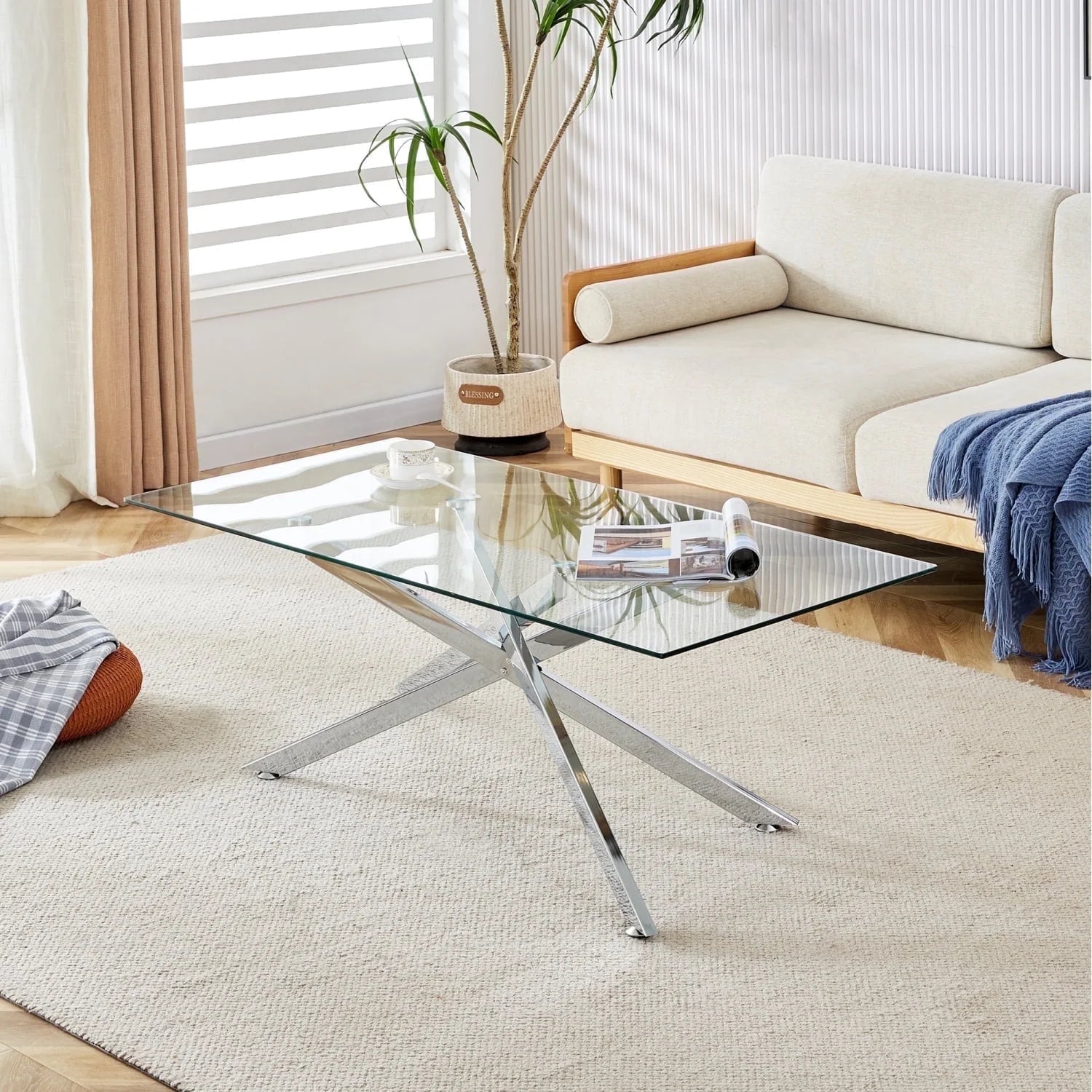 47.2" Rectangular Glass Dining Table, Holaki Modern Tempered Glass Kitchen Table with Sturdy Metal Legs, Dinning Room Table for Home Dinner, Gold