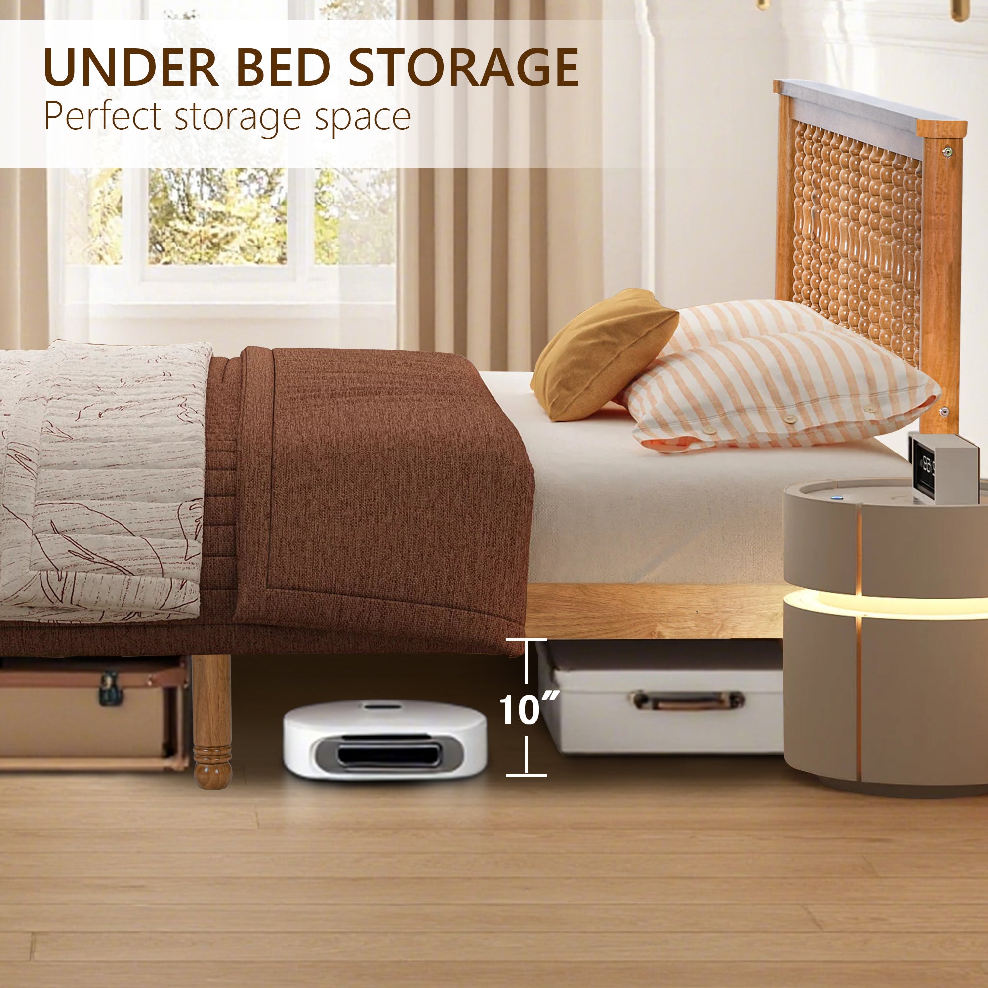 Queen Bed Frame, Holaki Rubberwood Platform Bed Frame with Headboard & Wooden Slats, No Box Spring Needed, Easy Assembly