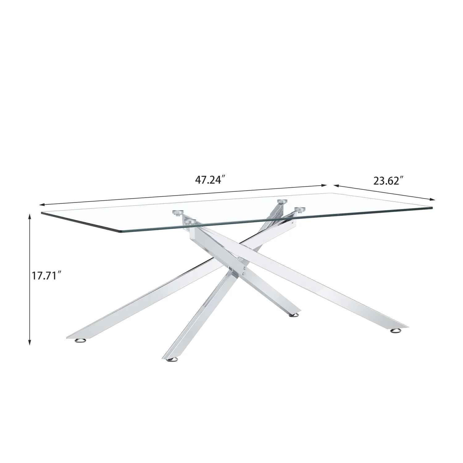 47.2" Rectangular Glass Dining Table, Holaki Modern Tempered Glass Kitchen Table with Sturdy Metal Legs, Dinning Room Table for Home Dinner, Gold