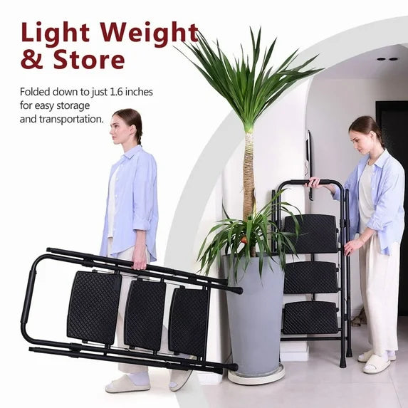 5 Step Ladder with Handrails, Folding Step Stool with Widened Anti-Slip Pedal, 500lbs Lightweight Step Ladder 5 Step Folding, Multi-use for Home Kitchen Pantry Office