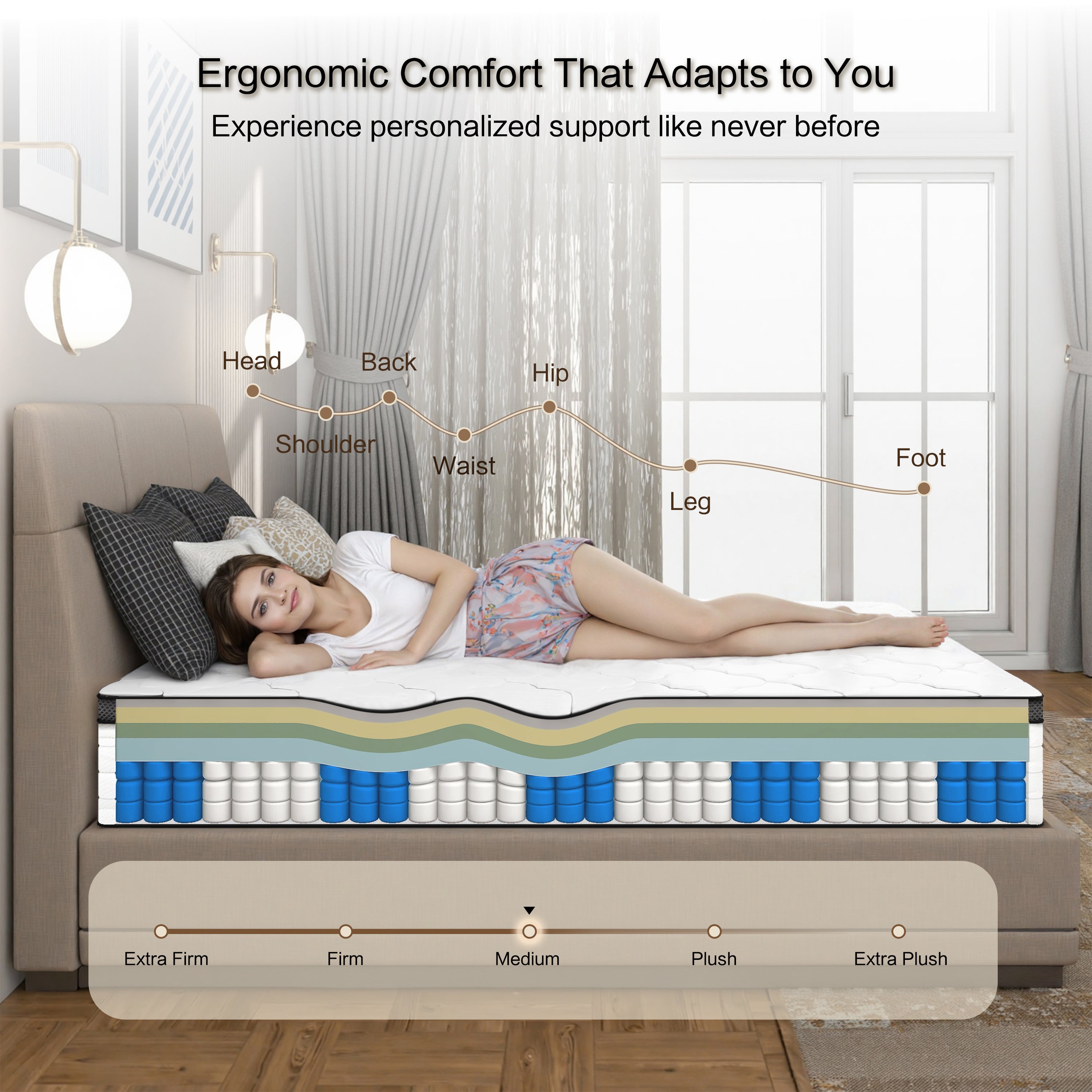 Queen Mattress, Holaki 10 Inch Queen Size Hybrid Memory Foam Mattress in a Box, Individually Wrapped Pocket Springs Mattress, Medium Firm Mattress for Pressure Relief, Strong Edge Support