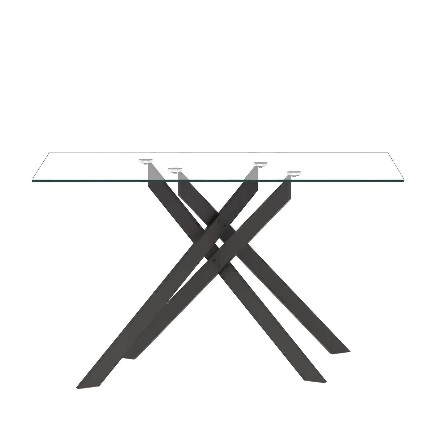 51.18" Rectangular Glass Dining Table, Holaki Modern Tempered Glass Kitchen Table with Sturdy Metal Legs, Dinning Room Table for Home Dinner, Black,Gold,Silver