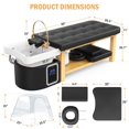 Stationary Head Spa Massage Table with Water Cycle & Fumigation Salon Equipment for Beauty Head Spa Physical Therapy Massage, Stainless Steel Gold Color-Plated Frame, Beige PU Leather
