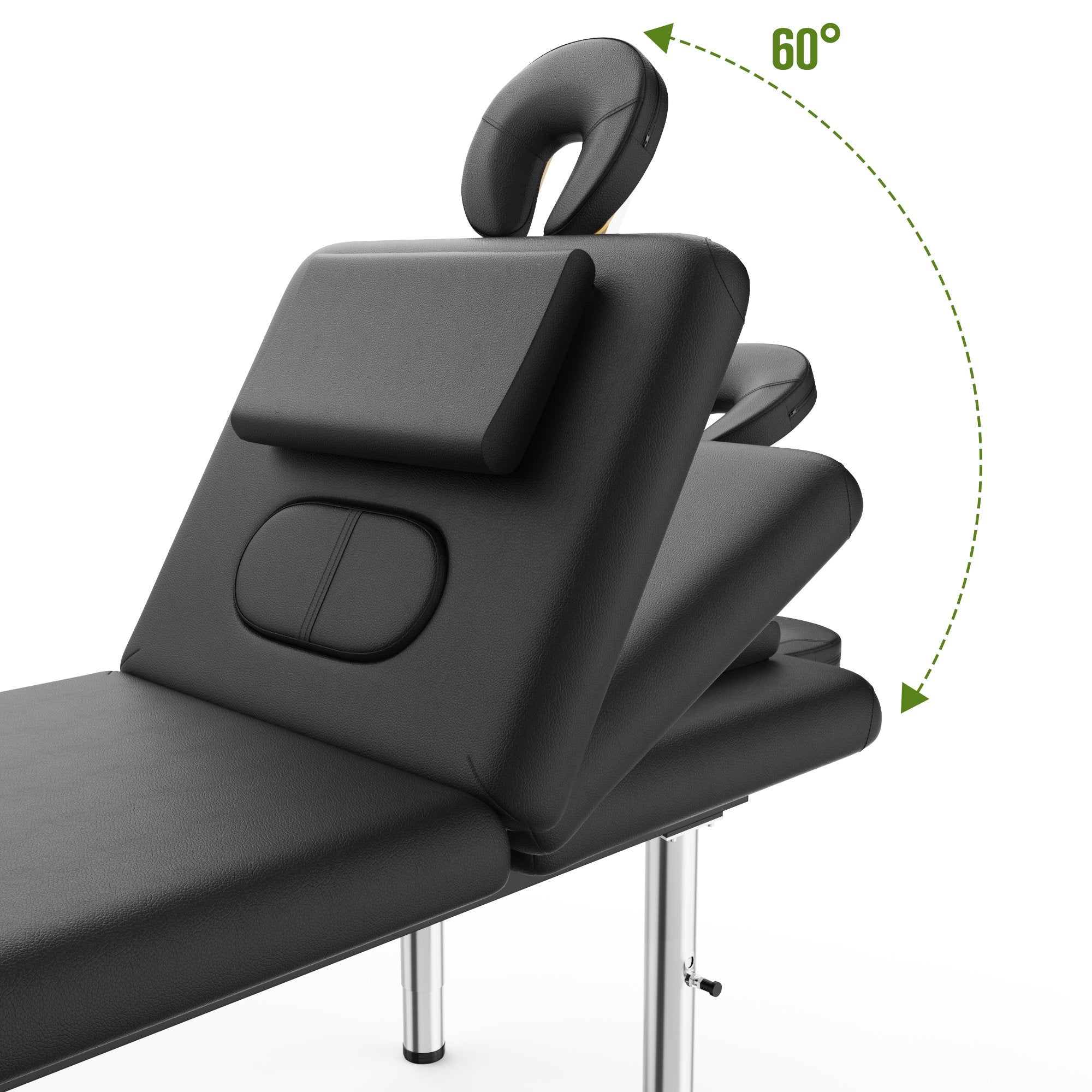 31.5 Wide Stationary Massage Table with Face Pillow and Stainless Steel Adjustable Legs, Adjustable Backrest for Treatment, Physical Therapy, Spa Facial Professional Heavy Duty Massage Bed - Black,White