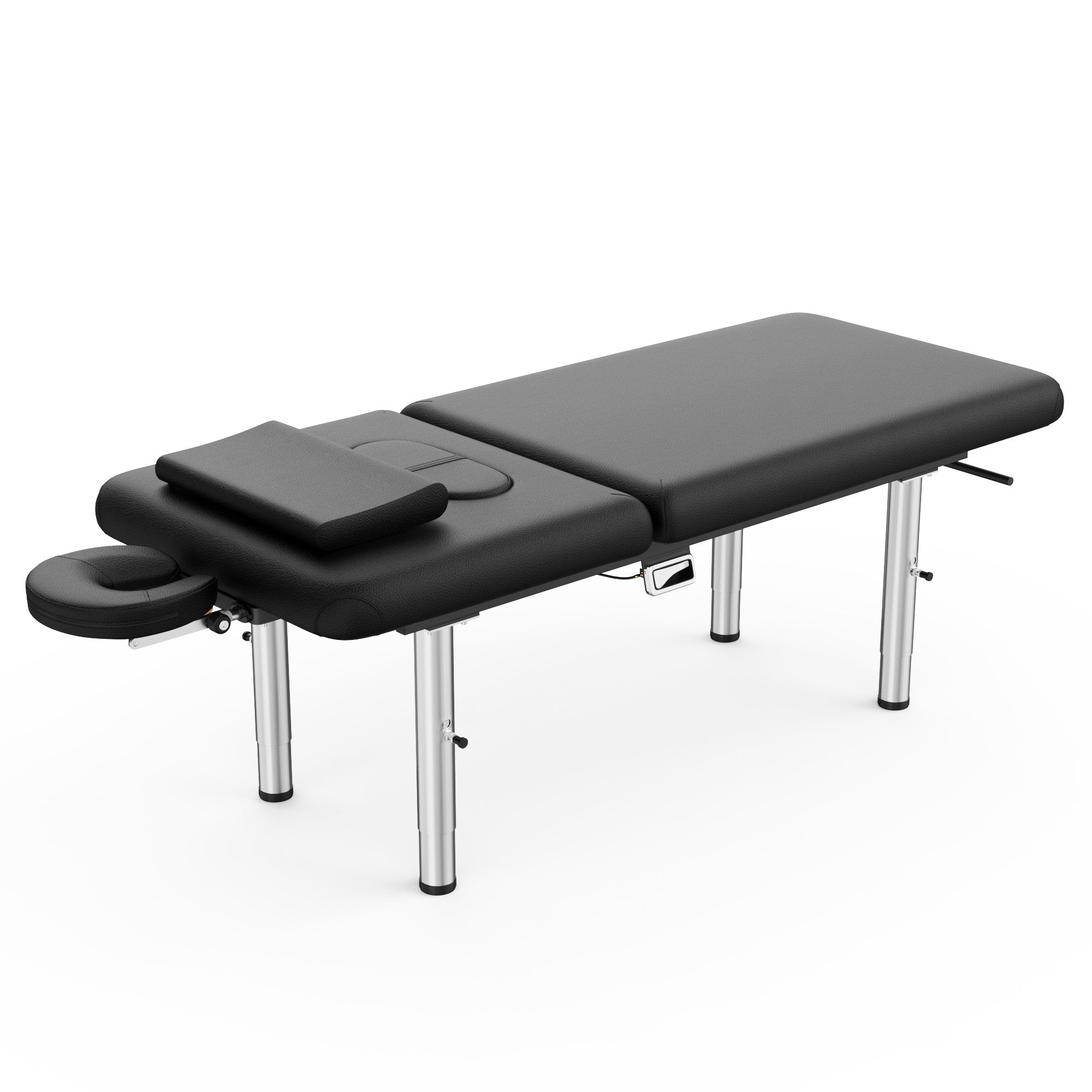 31.5 Wide Stationary Massage Table with Face Pillow and Stainless Steel Adjustable Legs, Adjustable Backrest for Treatment, Physical Therapy, Spa Facial Professional Heavy Duty Massage Bed - Black,White