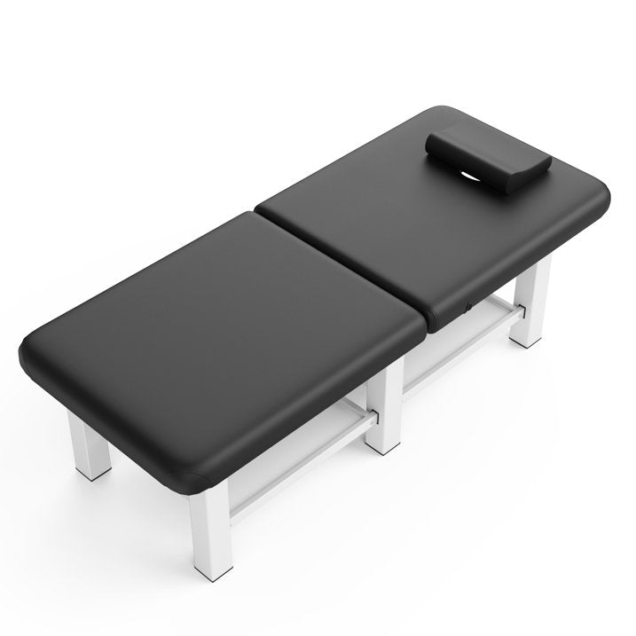 Stationary Massage Table Folding Bed with Backrest for Treatment Table Physical Therapy Table Spa Facial Bed, Metal Frame PU Leather, 30.5'' Wide × 75'' Long