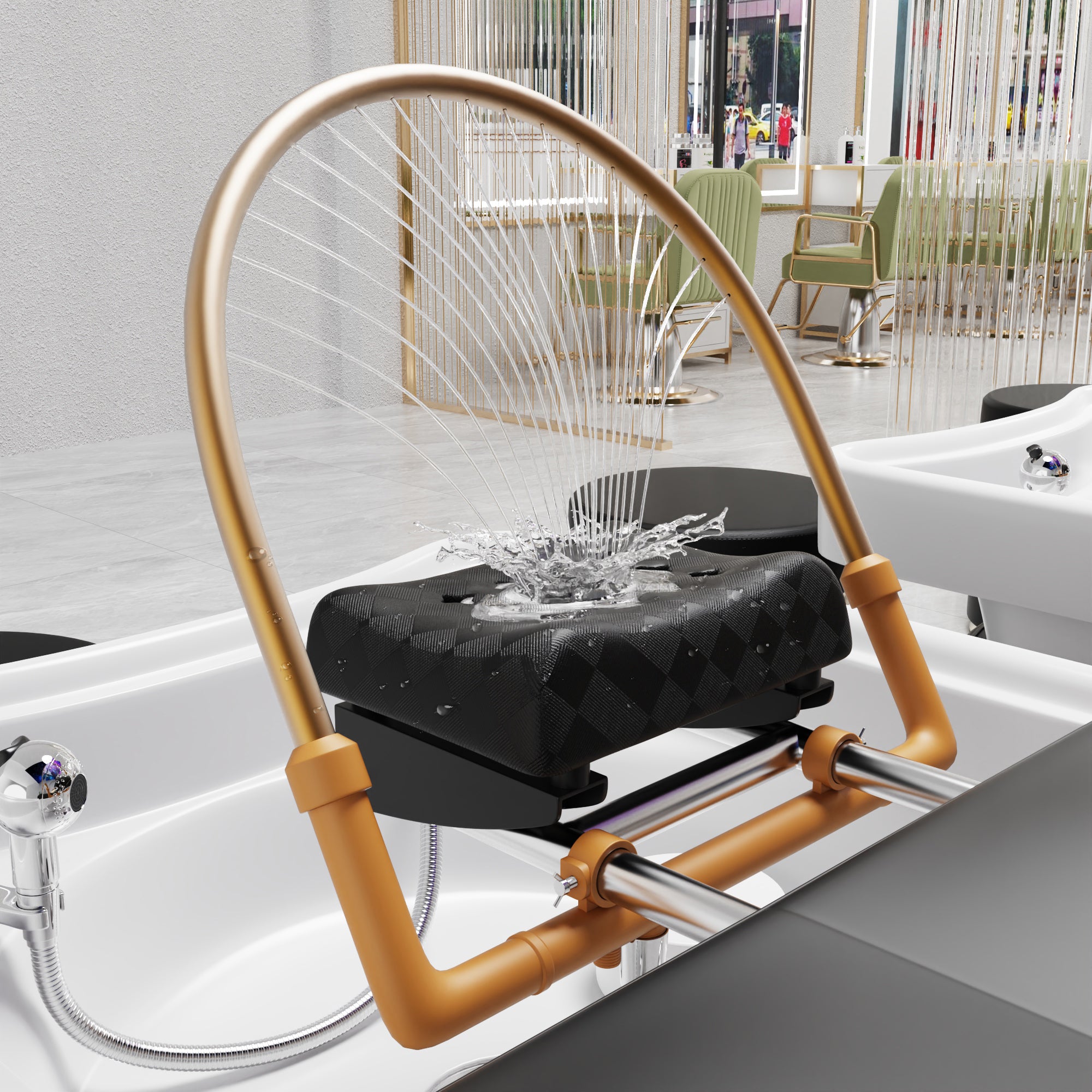 Stationary Head Spa Massage Table with Water Cycle & Fumigation Salon Equipment for Beauty Head Spa Physical Therapy Massage, Wood Frame, Black PU Leather