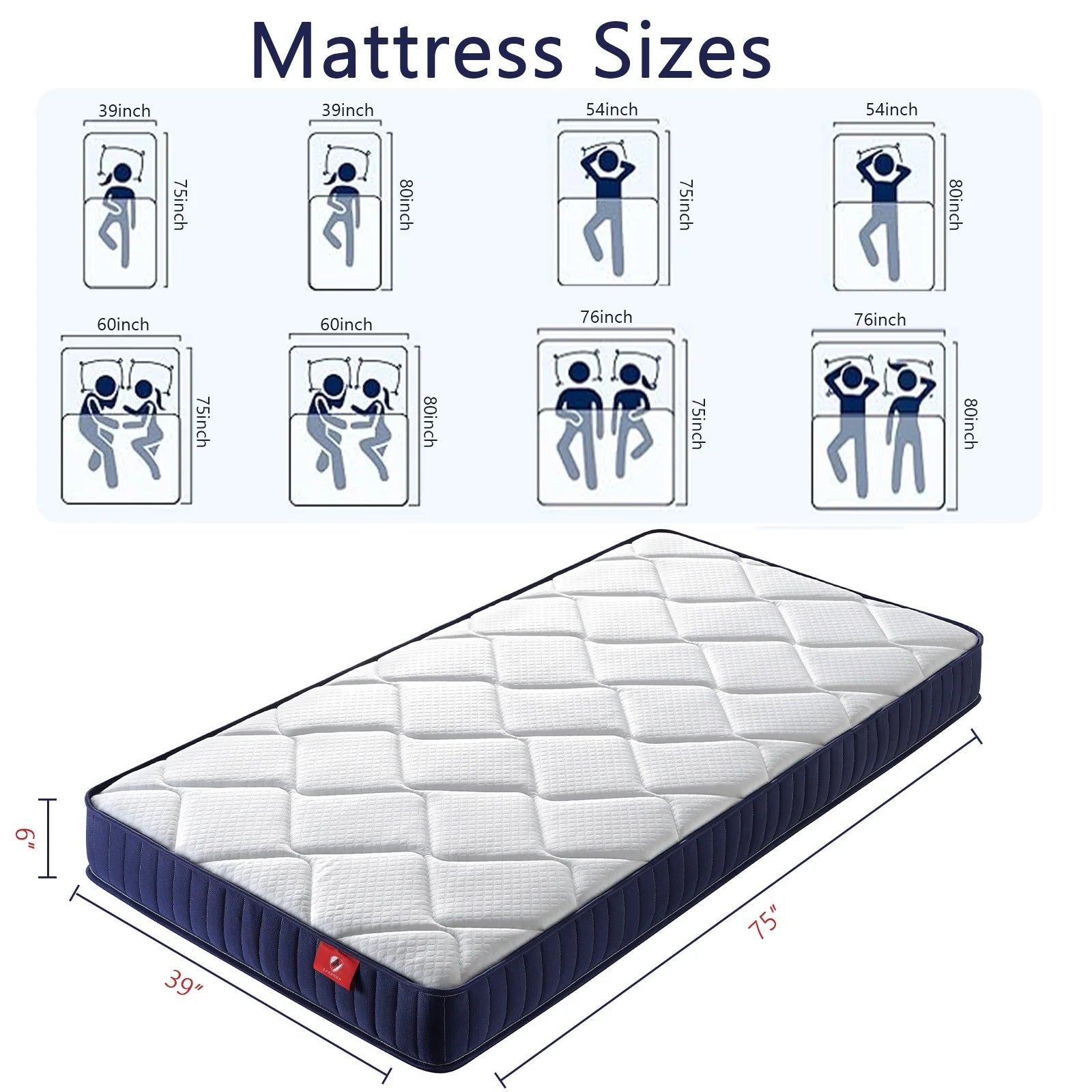 Twin Mattress for kids, Holaki 6" Memory Foam and Spring Hybrid Mattress in a Box, Cool Individual Pocket Spring Mattress with Medium Soft, Breathable Fabric & Adaptive Support, CertiPUR-US