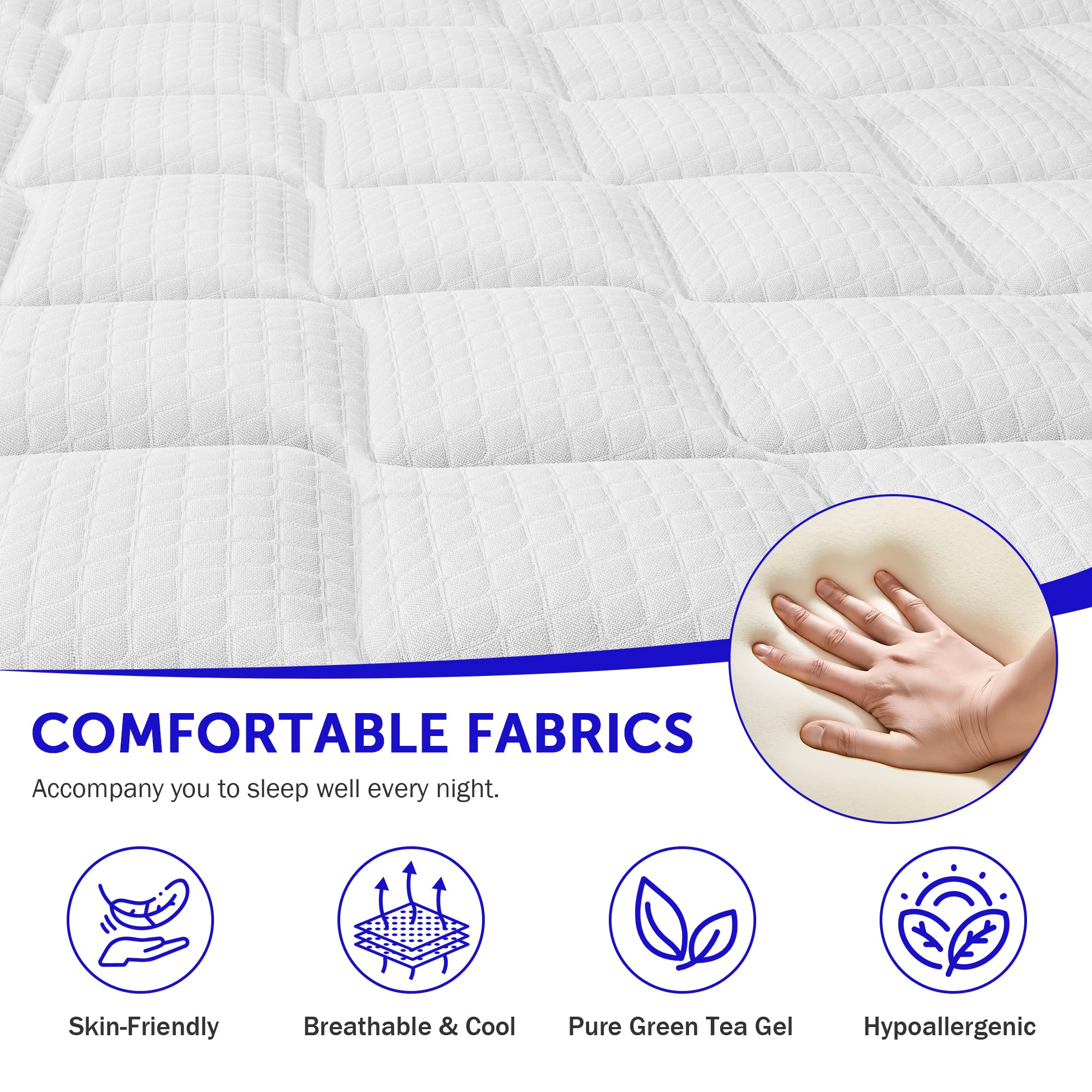 Queen Mattress, Holaki 10 Inch Queen Gel Memory Foam Hybrid Mattress in a Box, Upgrade Individually Pocket Springs, Medium Firm, Pressure Relief, Breathable Comfort and Durable, CertiPUR-US, Blue