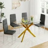 51.18" Rectangular Glass Dining Table, Holaki Modern Tempered Glass Kitchen Table with Sturdy Metal Legs, Dinning Room Table for Home Dinner, Black,Gold,Silver
