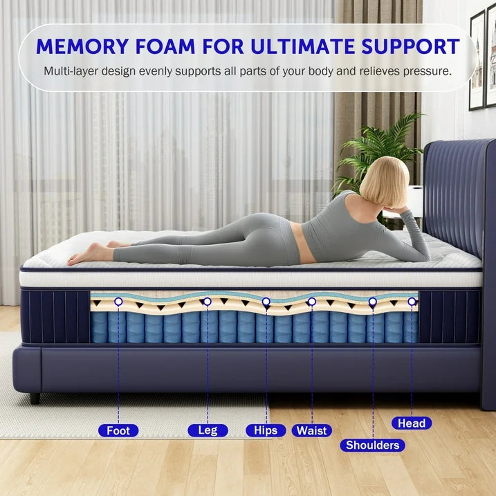 Full Mattress, Holaki 10" New Memory Foam Hybrid Full Mattress in a Box, Cool Individual Pocket Spring for Sleep Supportive & Pressure Relief, Full Size Medium Firm Mattress, CertiPUR-US