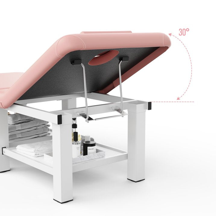 Stationary Massage Table Folding Bed with Backrest for Treatment Table Physical Therapy Table Spa Facial Bed, Metal Frame PU Leather, 30.5'' Wide × 75'' Long